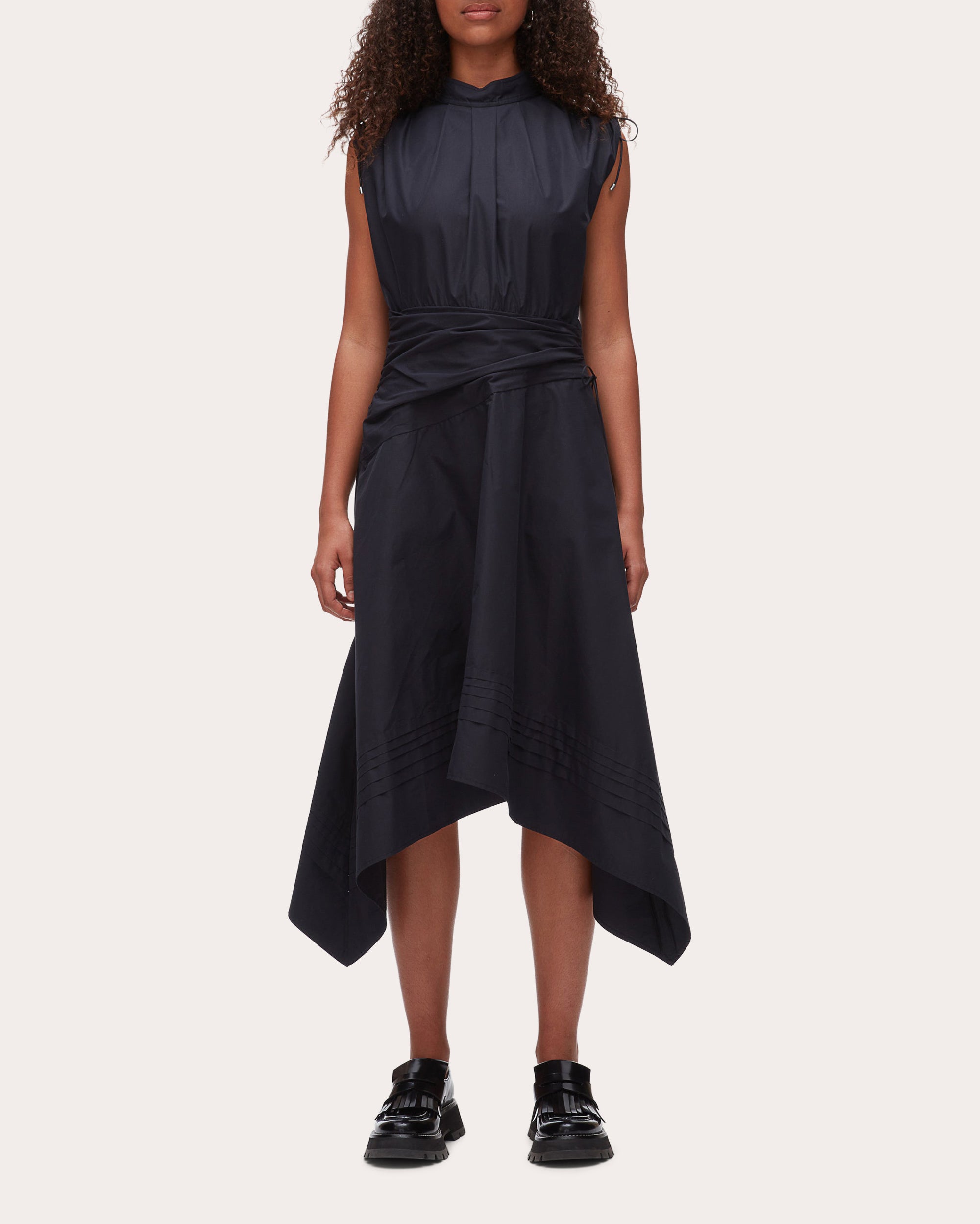 3.1 Phillip Lim Women's Poplin Ruched Midi-Dress - Midnight - Size 10 3.1 Phillip Lim Women's Poplin Ruched Midi-Dress - Midnight - Size 10