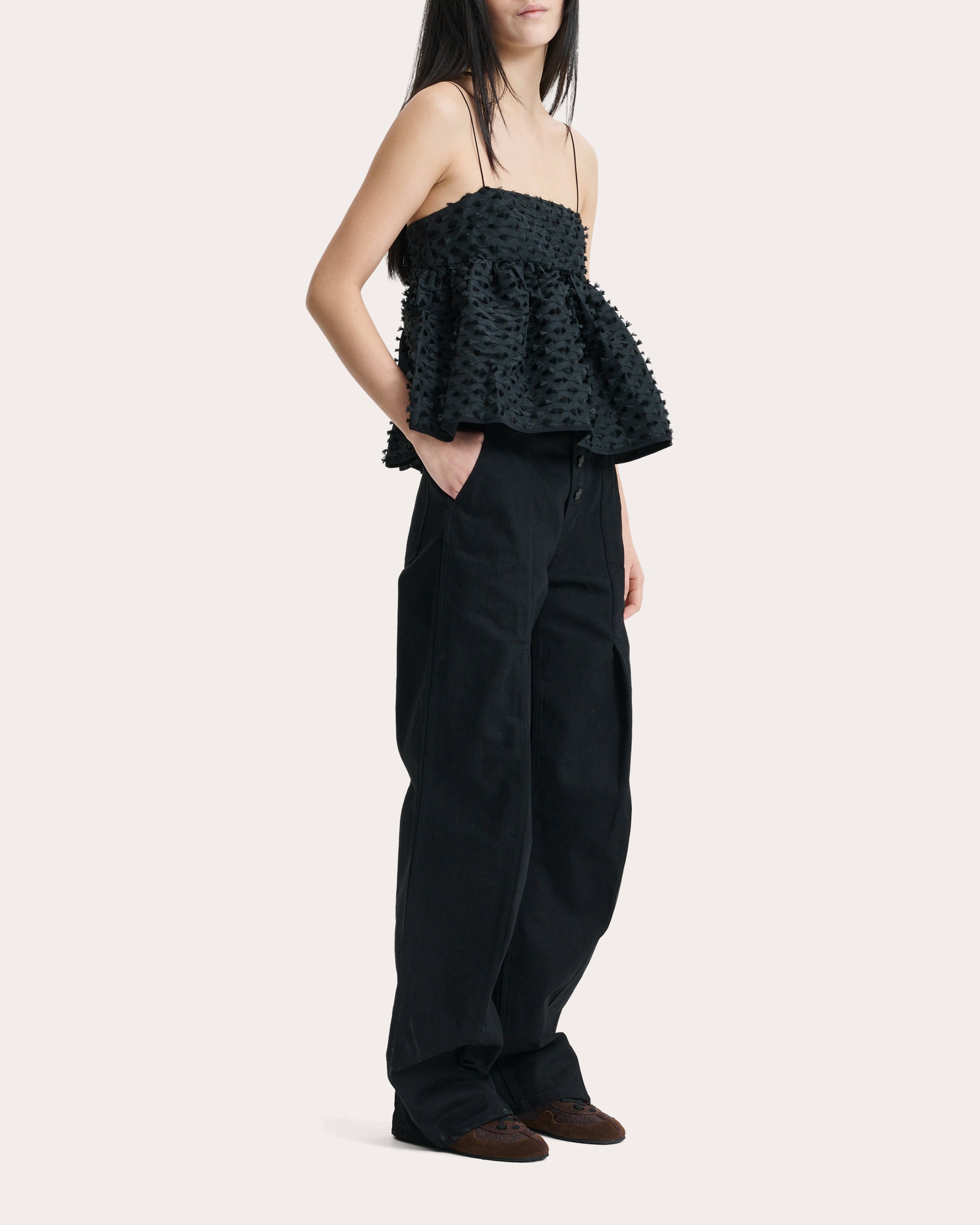 Babette Fiamma Fil-Coupé Peplum Top | Olivela