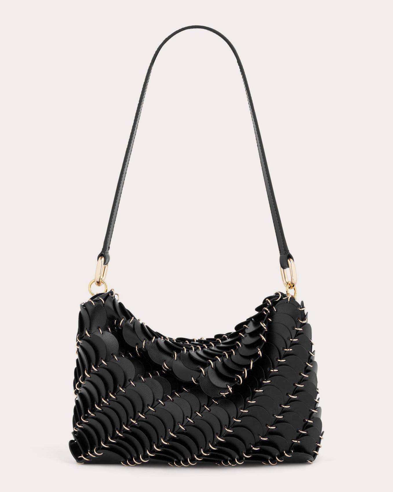 Sac Bandoulière Pailleté Noir - Style Paco Rabanne - Simili Cuir Et Métal - Taille Moyenne - Neuf Sans étiquette