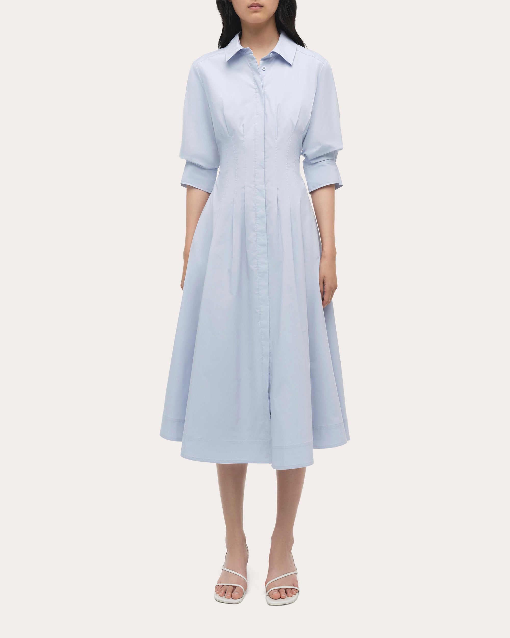 midi pleated shirt dress SIMKHAI Women's Jazz Poplin Pintuck - Purple - Size M bach from shoulder Dress Casual Bohemian Dress SIZE:S/42