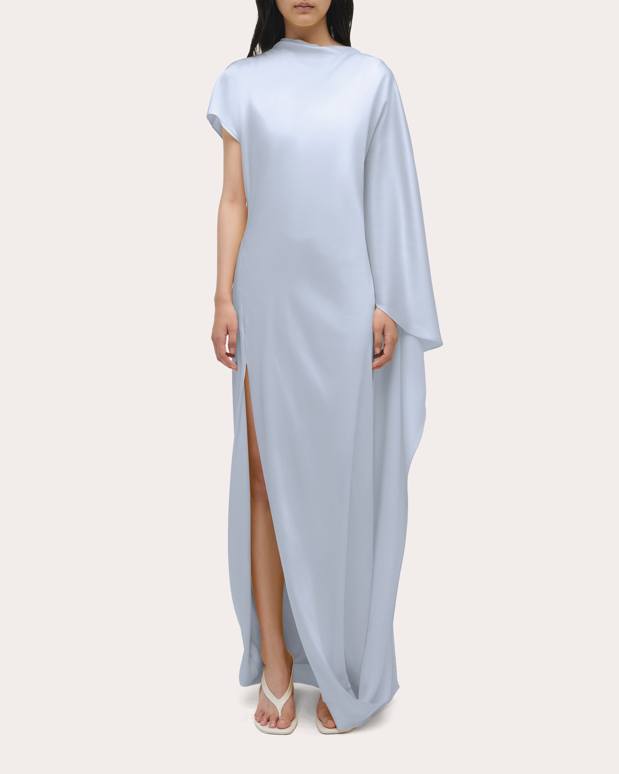 Jonathan SIMKHAI Women's Ora Satin Asymmetric Cape Gown - Blue