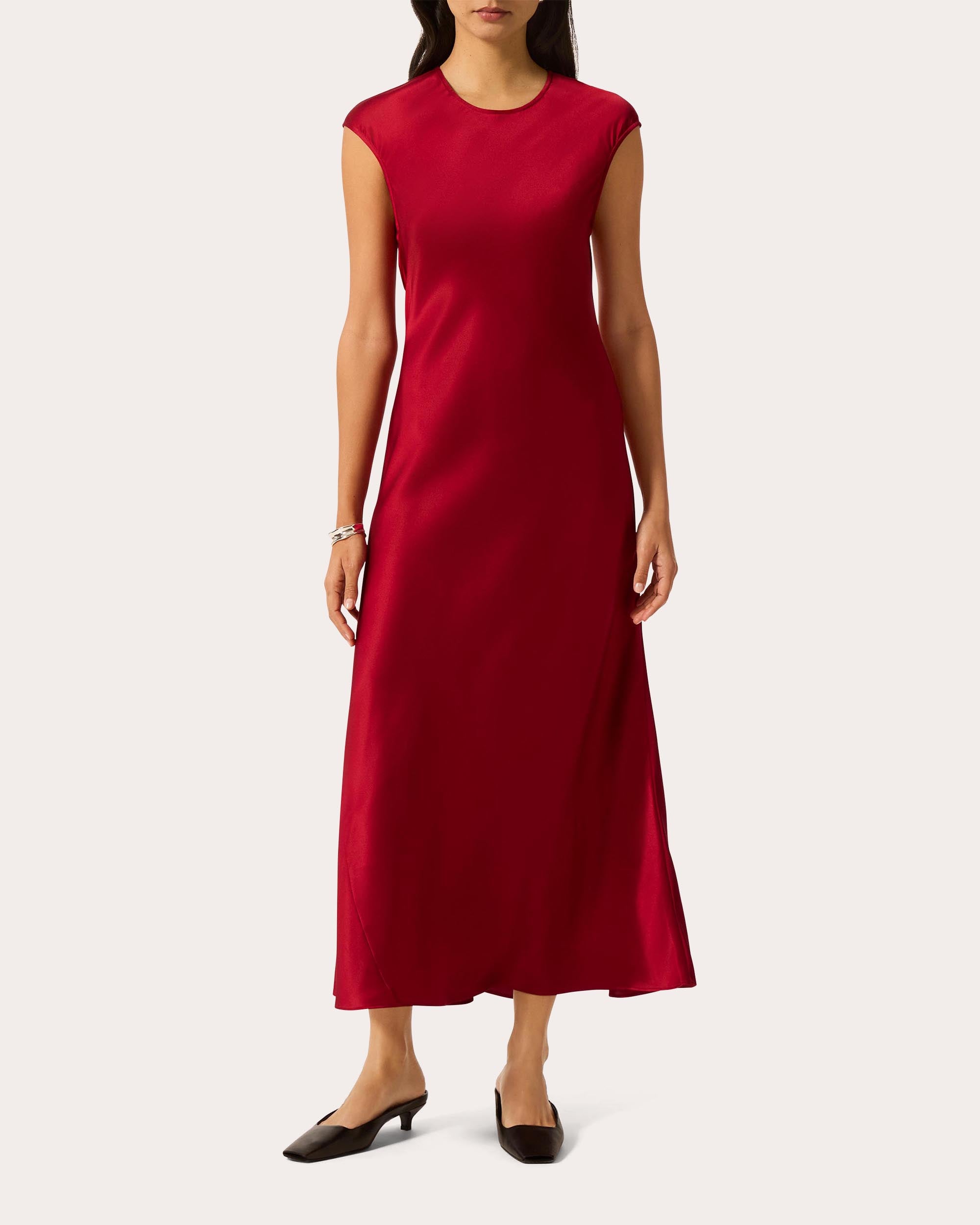 white christmas dresses Silk Charmeuse Bias-Cut Slip Dress