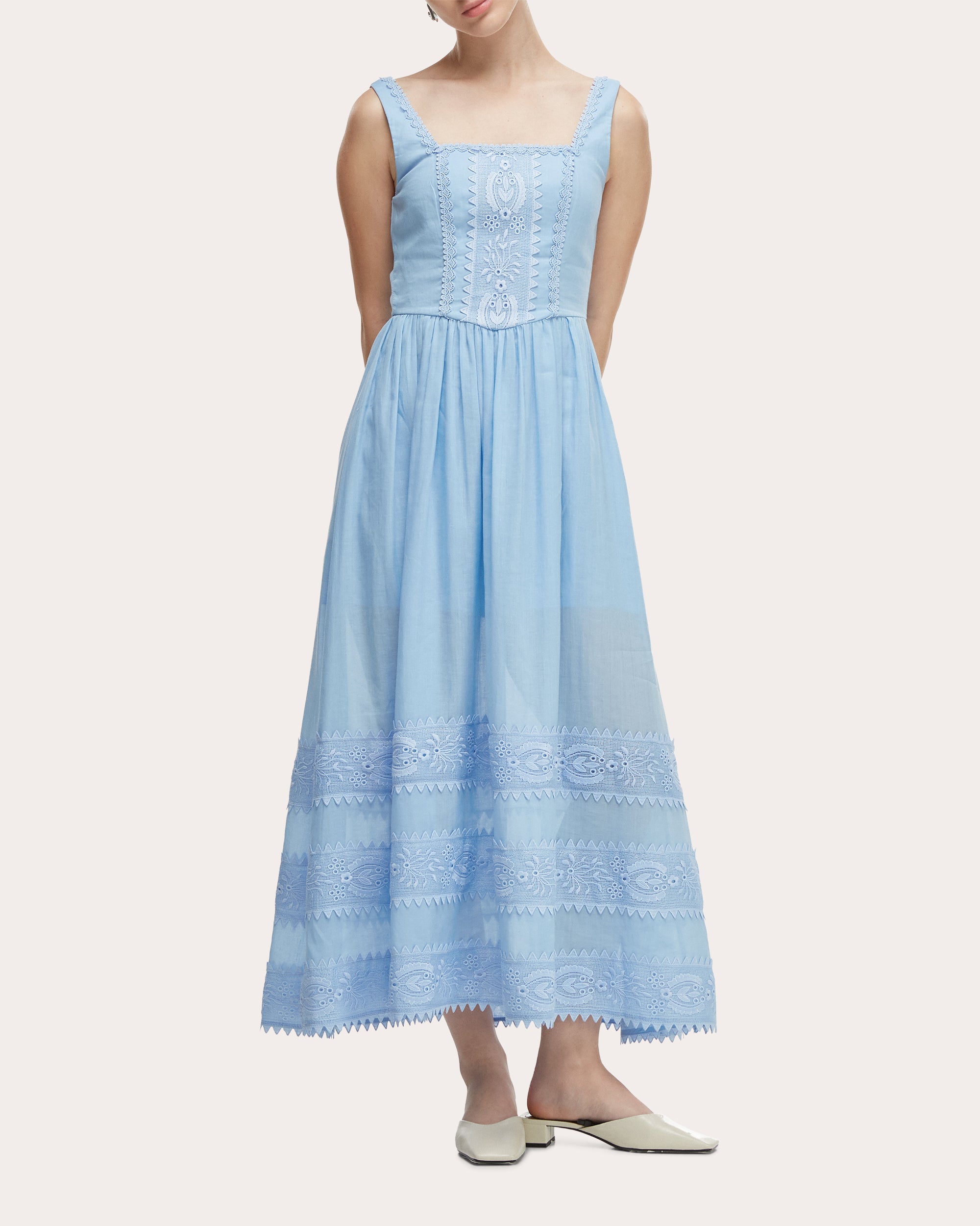 cotton corset midi dress Reiss 100% Cotton Corset Midi Dress in Ivory
