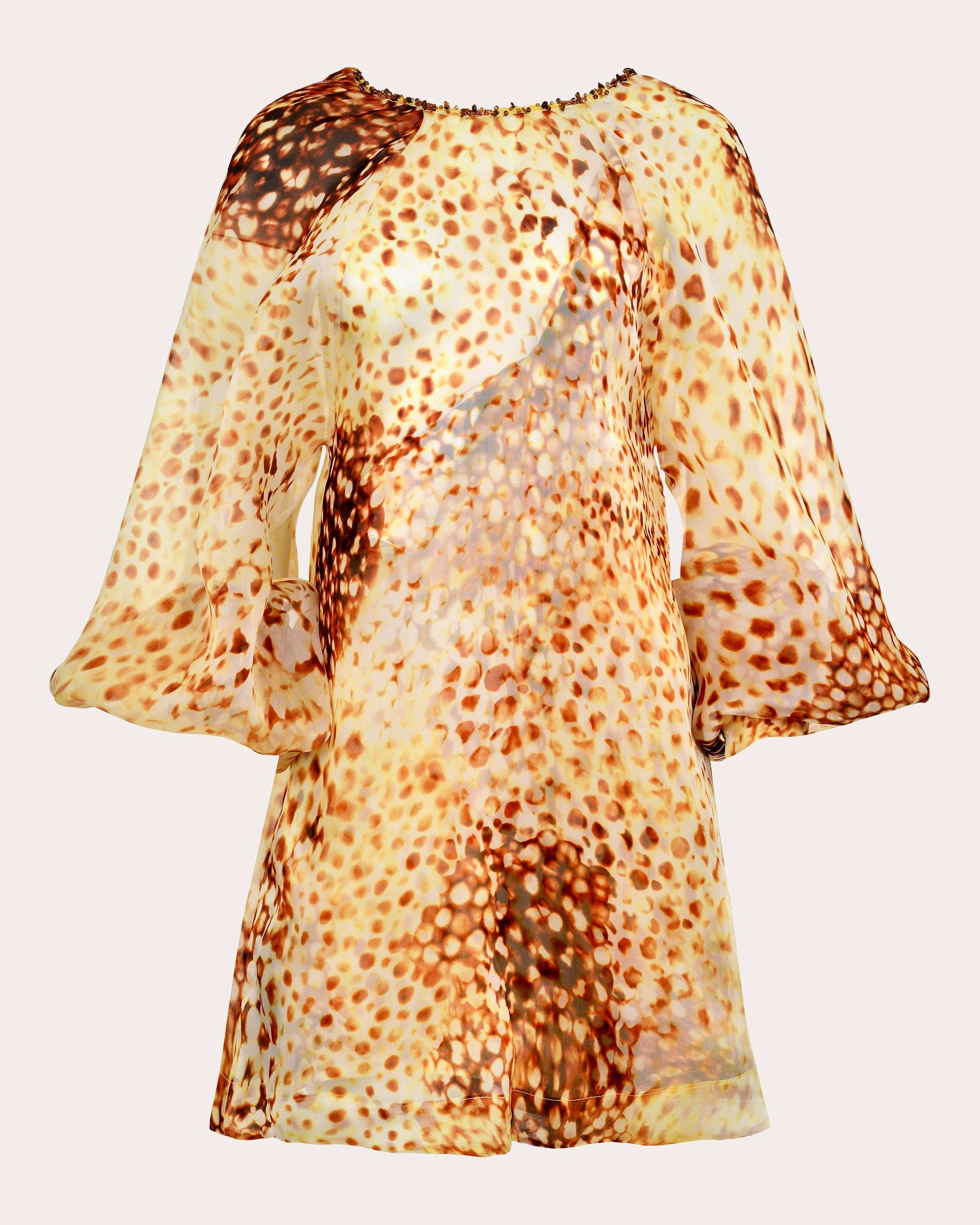 Francesca Miranda Women's Dune Printed Silk Backless Mini Dress in Yellow Size US 4