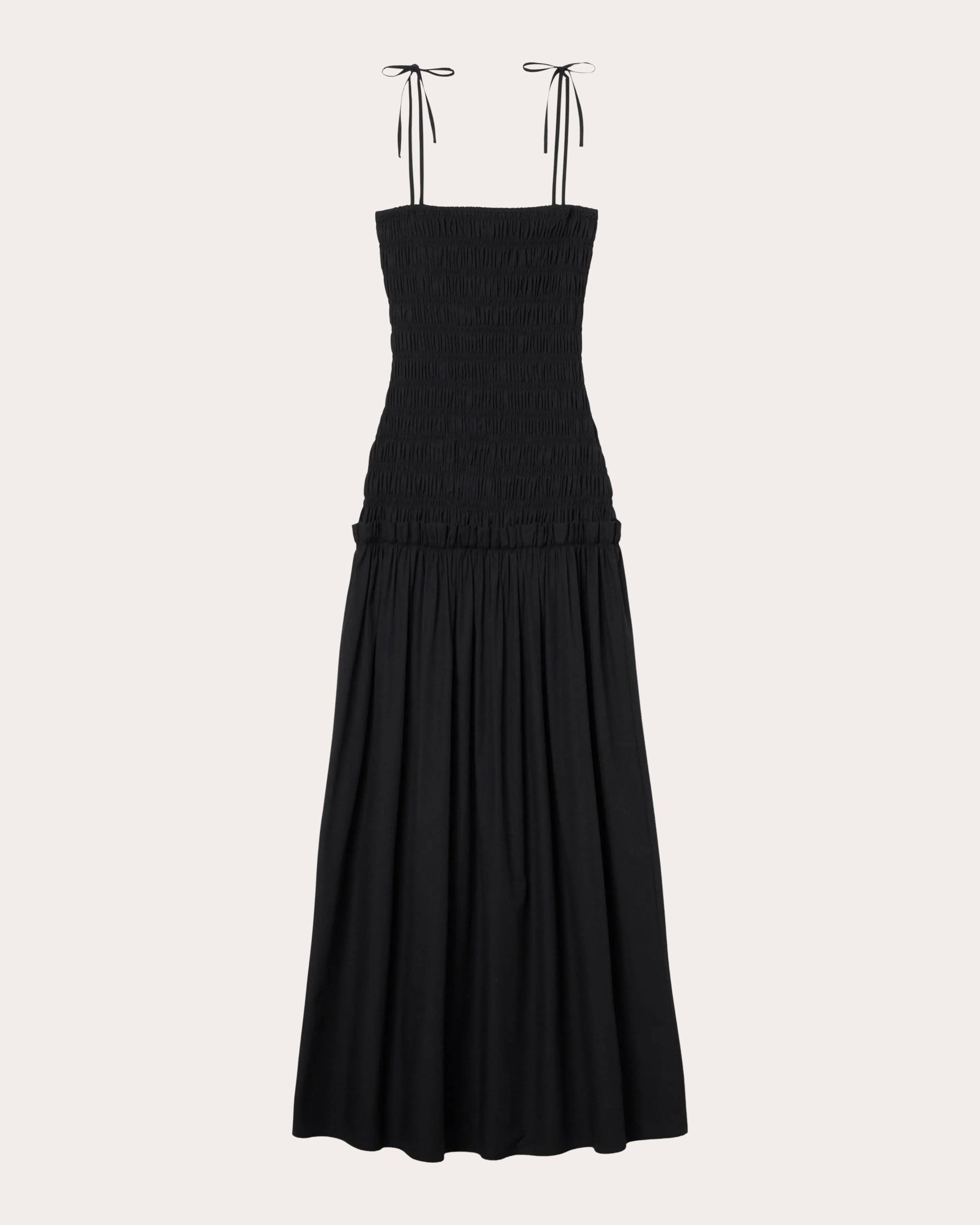 drop waist cotton dress Seaquelle Swim Eddy Smocked Drop-Waist Maxi in Black Size XL Size:Pre-order 9XL Old Marine Ribbon Placement quality blend of materials dress wedding prom gown dress