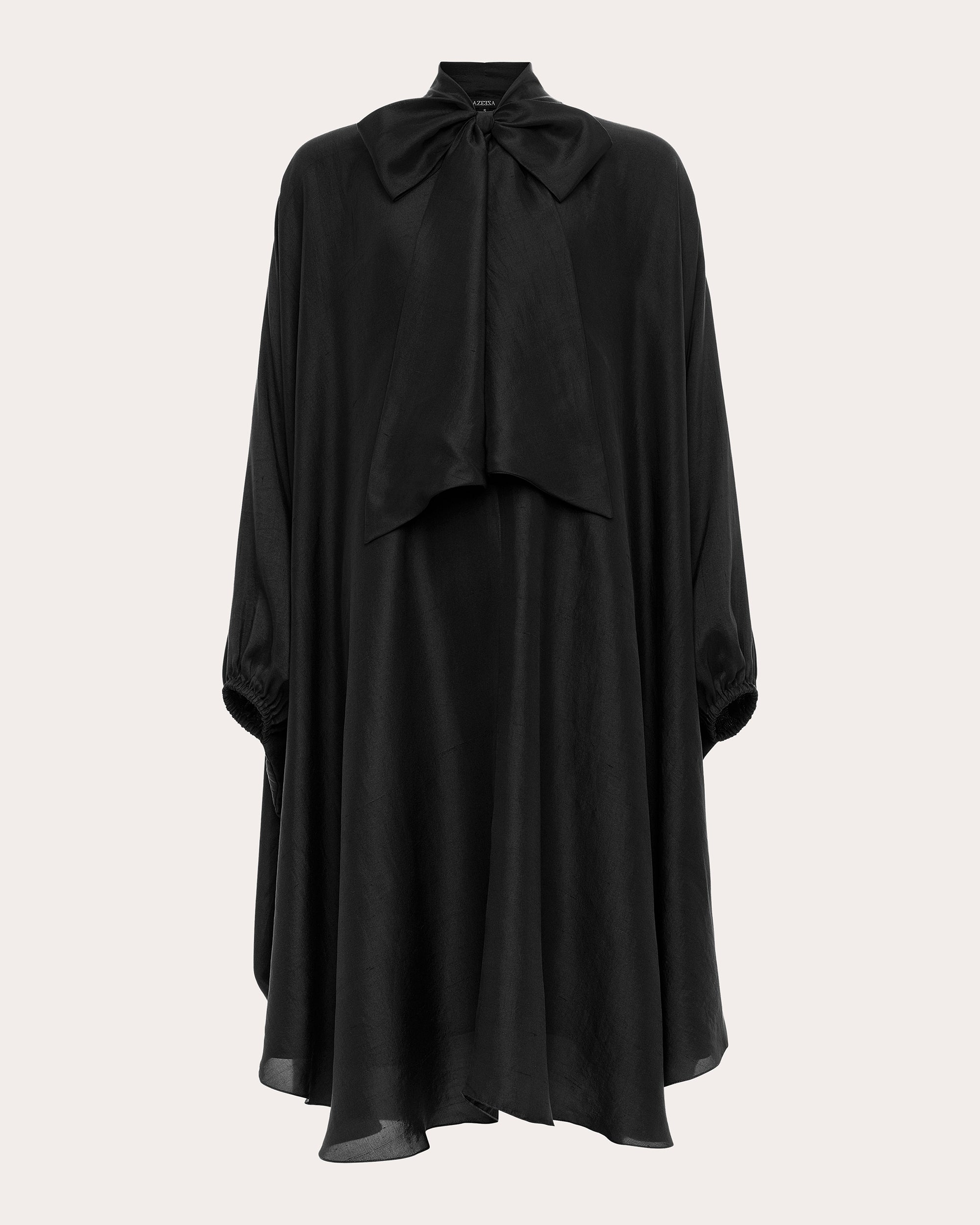 black cape midi dress Emlyn Silk Tie-Neck Cape Midi Dress