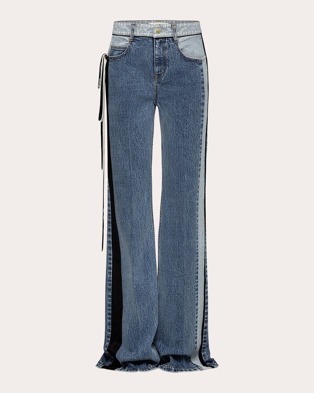 Ben Satin Ribbon Straight-Leg Jeans | Olivela