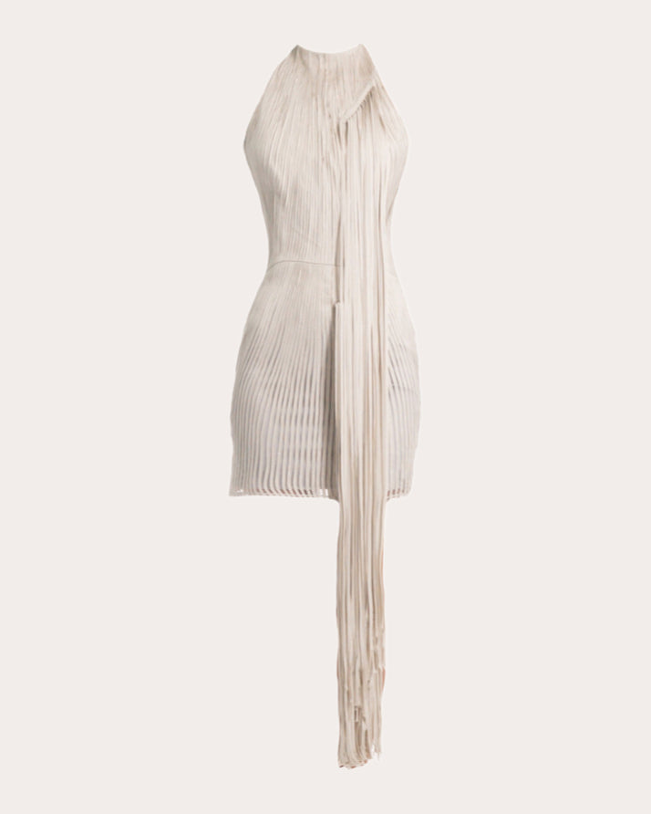 Francisco Arce Lior Silk Fringe Mini Dress