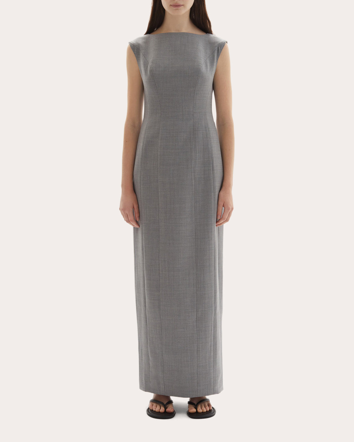 boatneck maxi dress Kelli Wool Structured Boatneck Maxi Dress