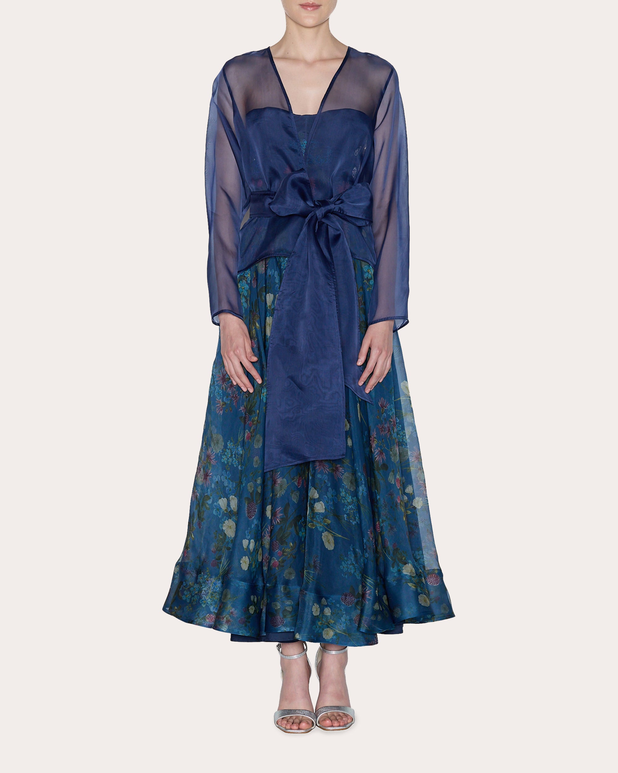 organza coat over dress BLYTHE SILK ORGANZA DRESS JACKET NAVY / L/XL / JSO2001