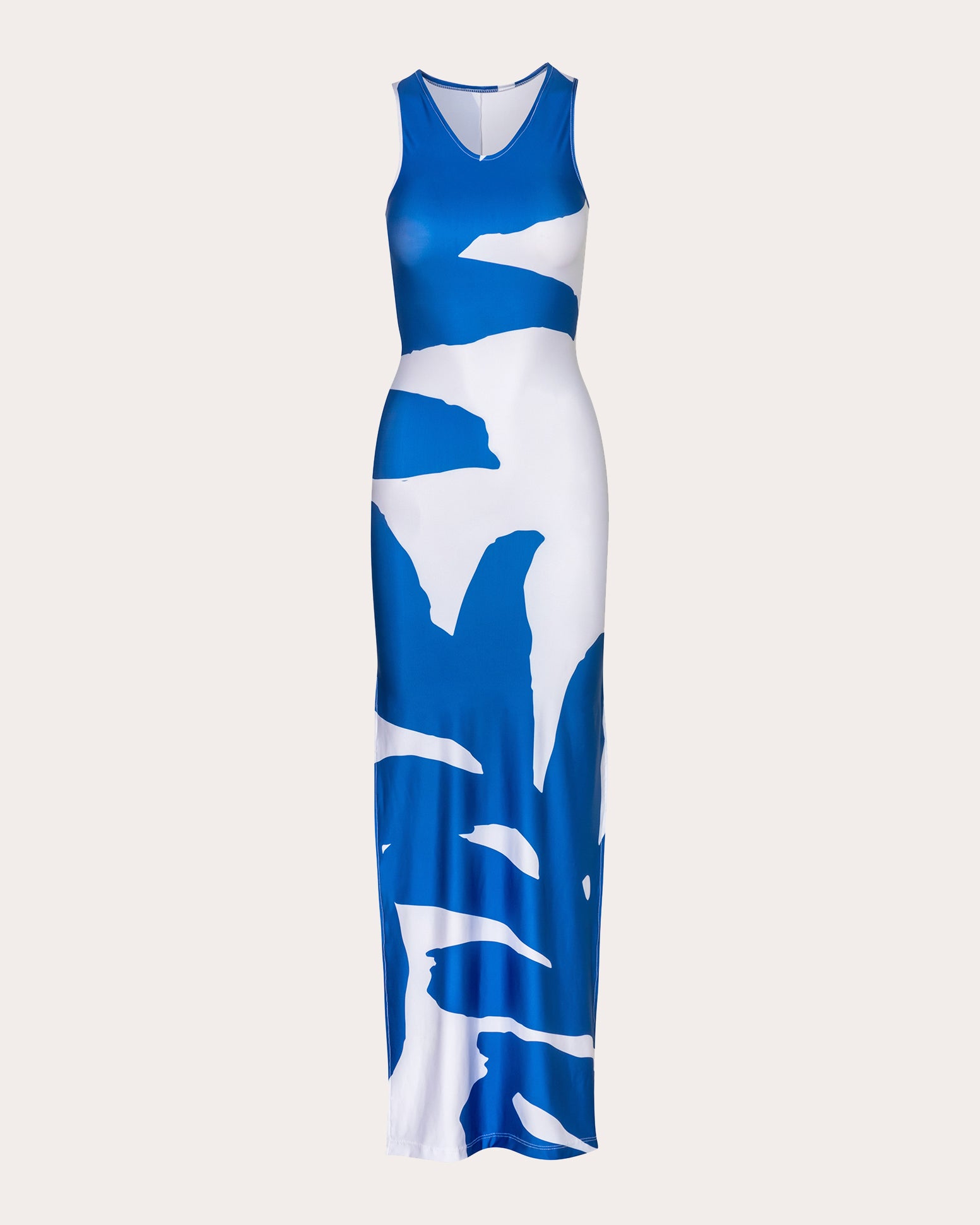 Verdelimon Maxi Palms Sleeveless Bodycon Maxi Dress