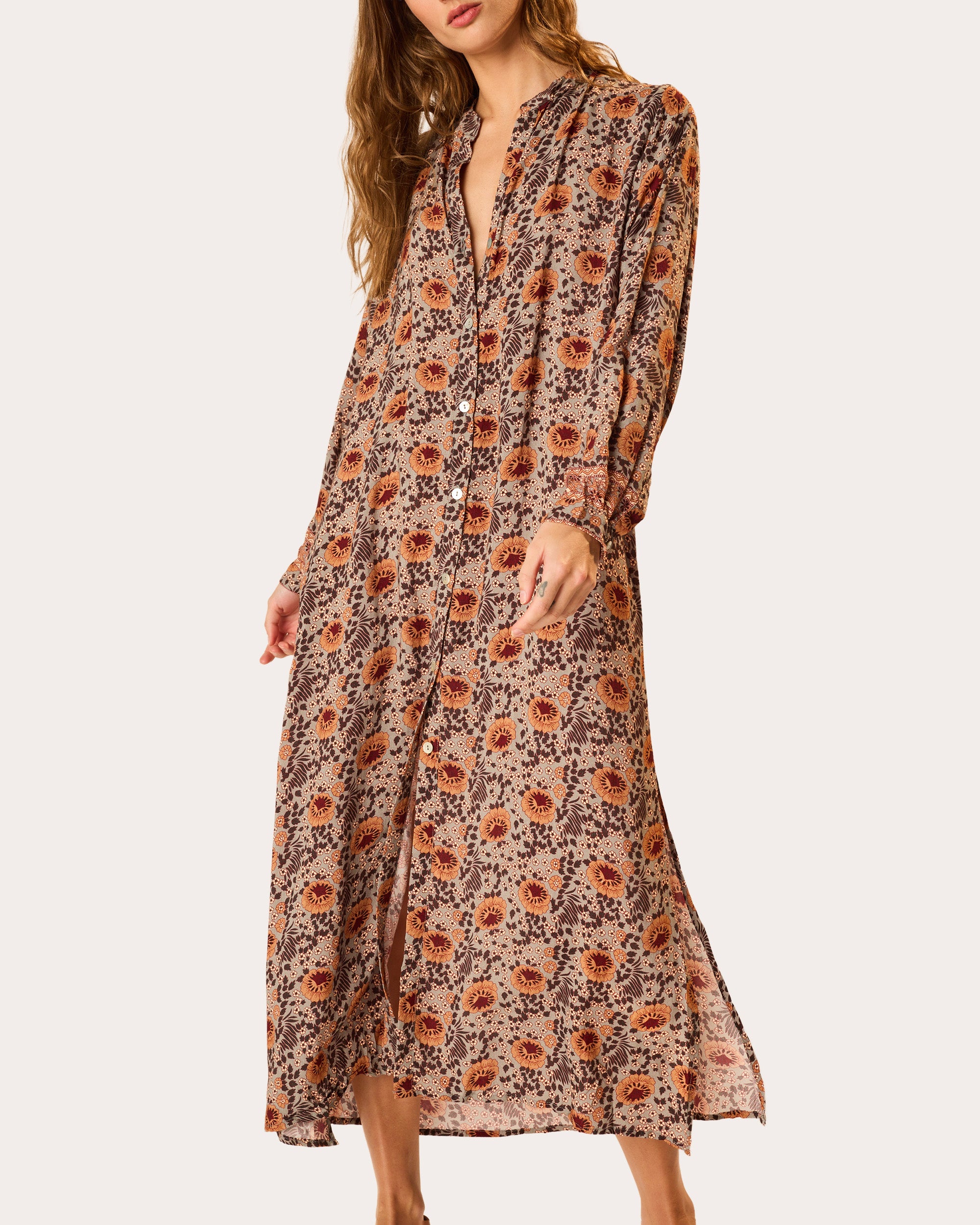 knee length dresses for ladies Natalie Martin MB Floral Button-Front Midi Dress