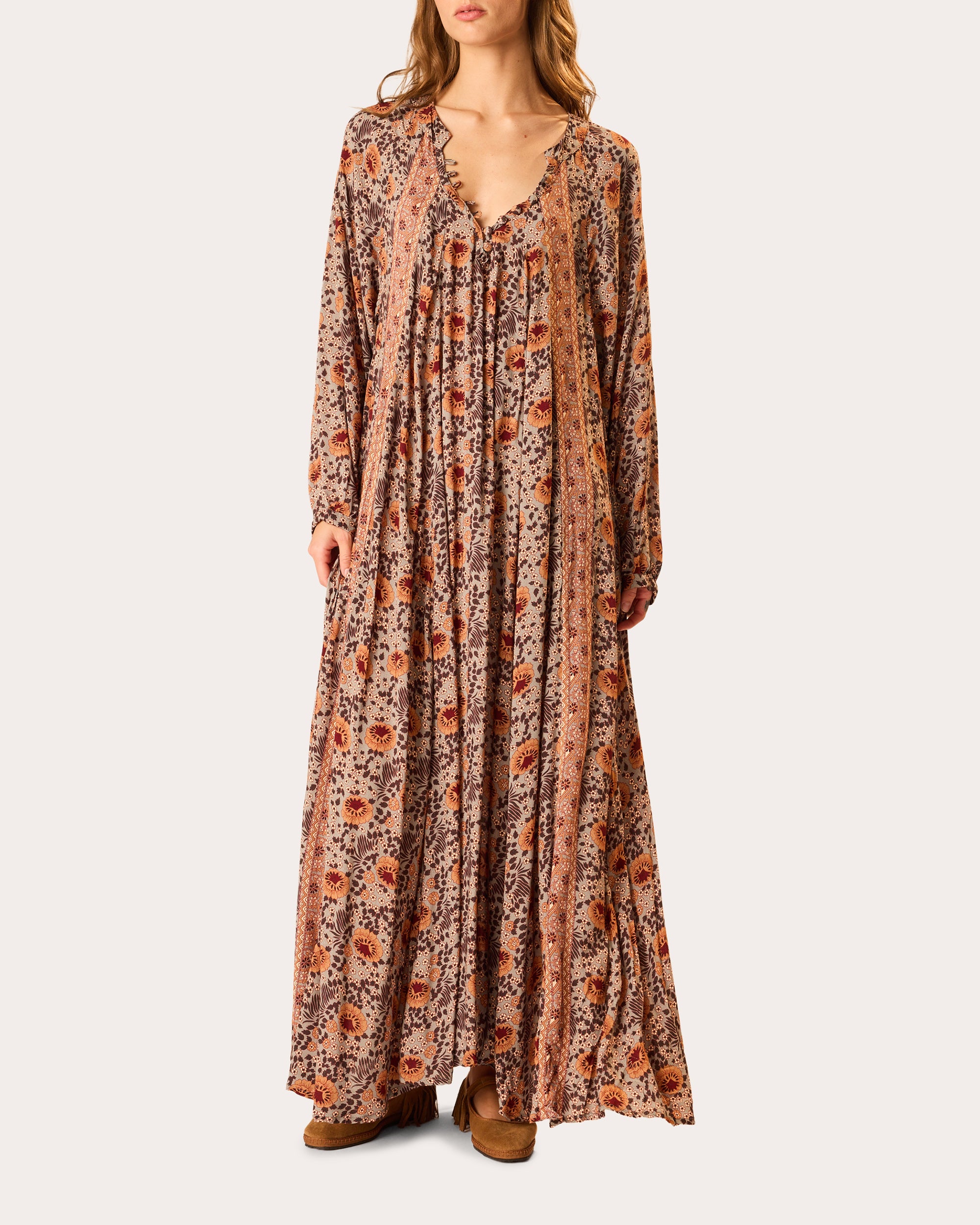 Natalie Martin Fiore Floral Pleated Maxi Dress