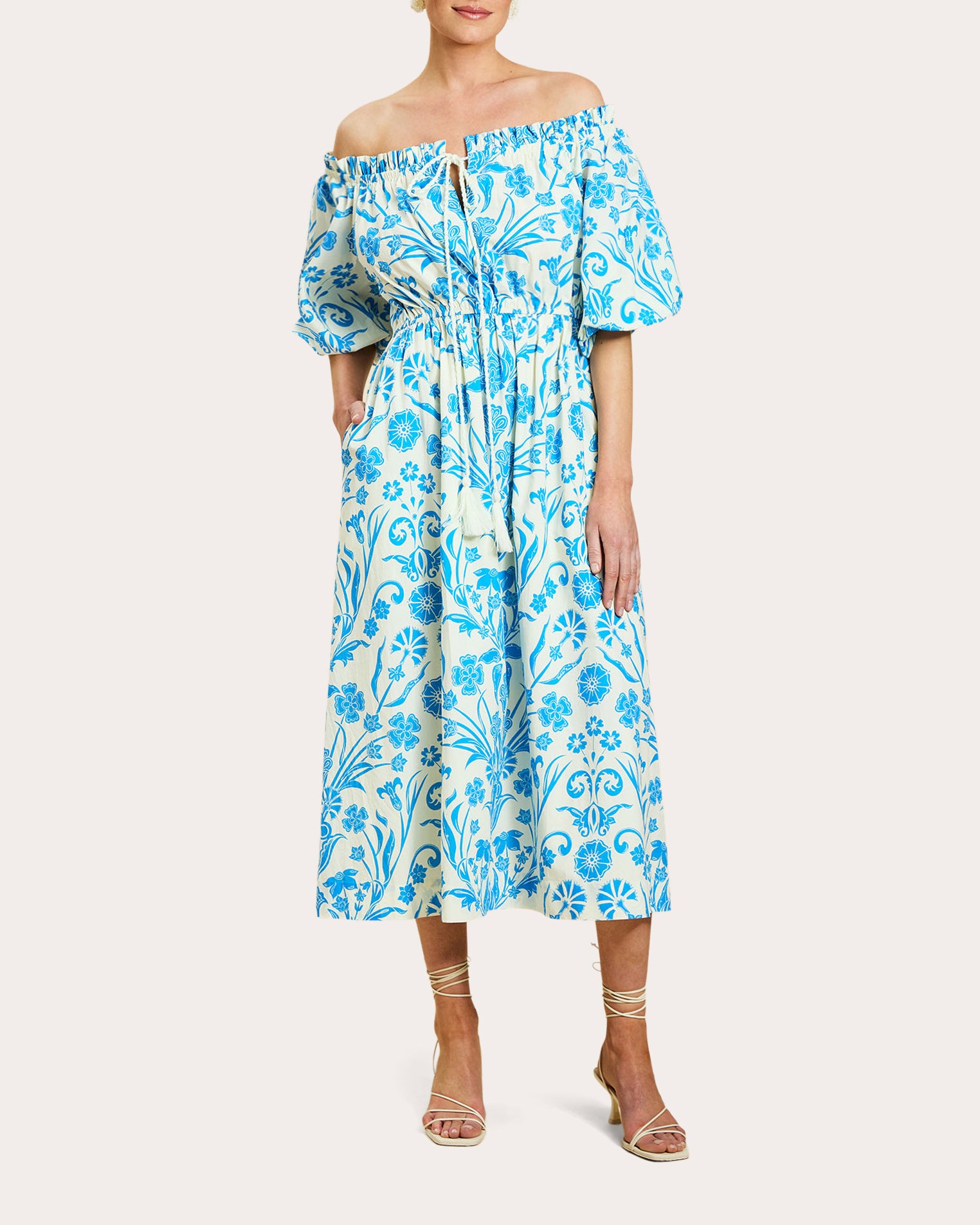 mestiza blue and white dress Torero Gown in Blue & White 10 / Blue/White