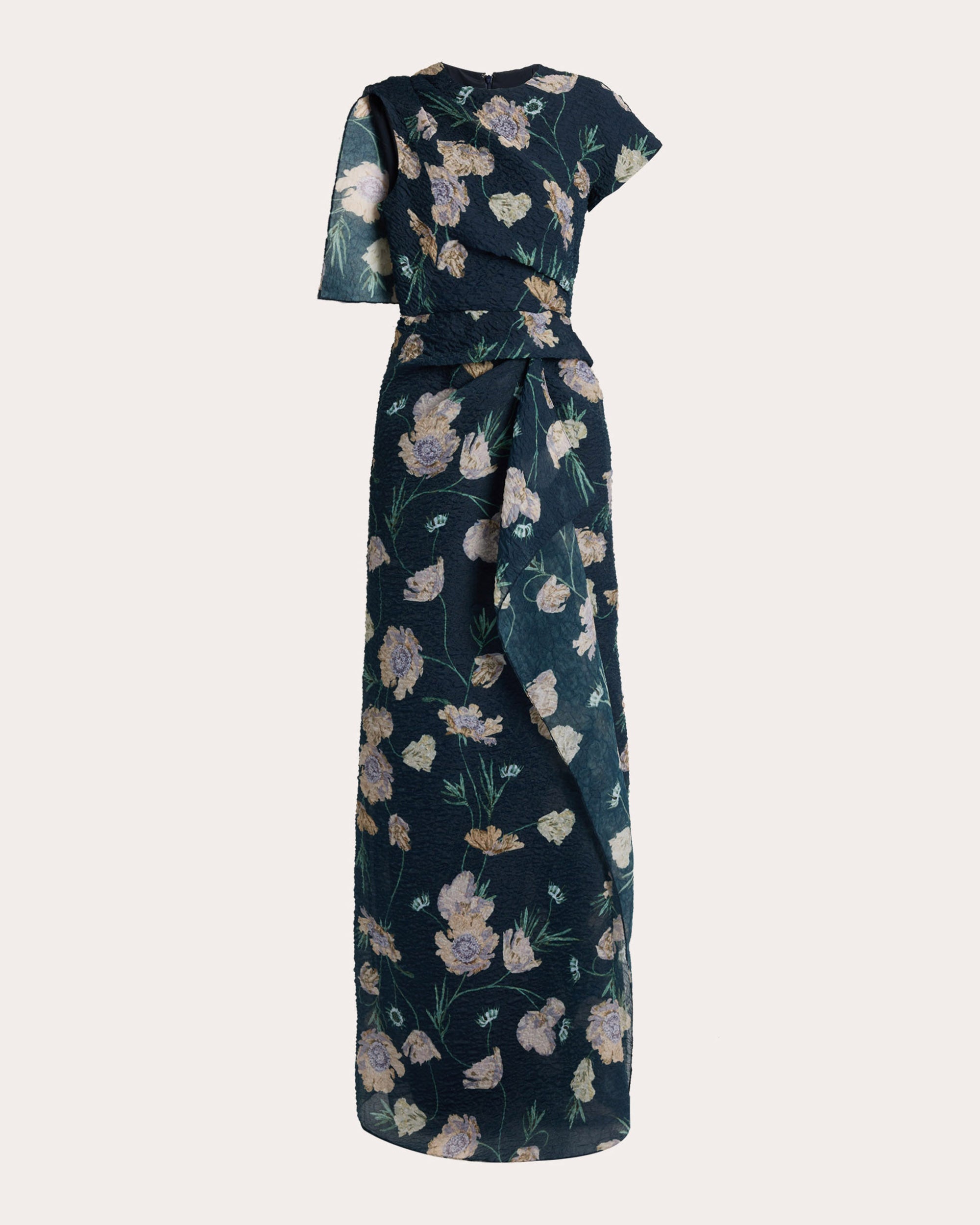 Erdem Women's Asymmetric Floral Organza Cloque Gown - Blue - Size 10 UK/6 US