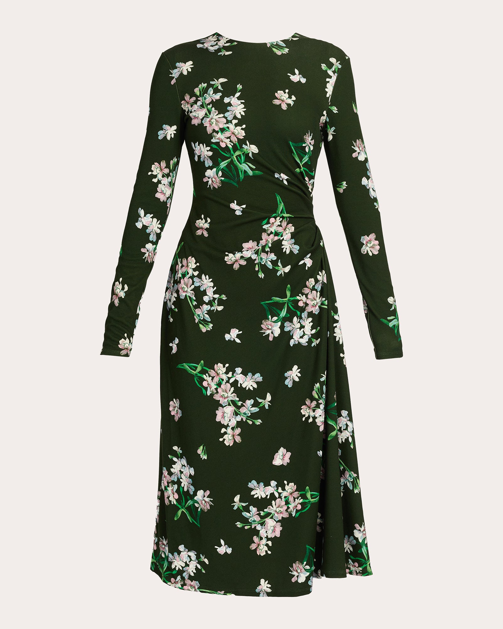 ponte jersey dress Erdem Floral Long-Sleeve Midi - Painted Orchid Forest Green Pencil dress