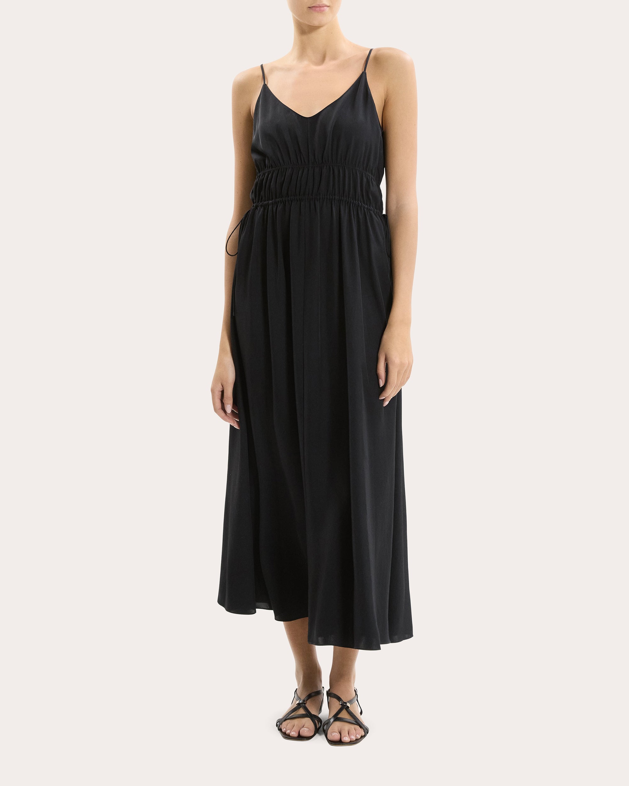 theory asymmetric off-the-shoulder midi dress Washed Twill Gathered Midi Dress