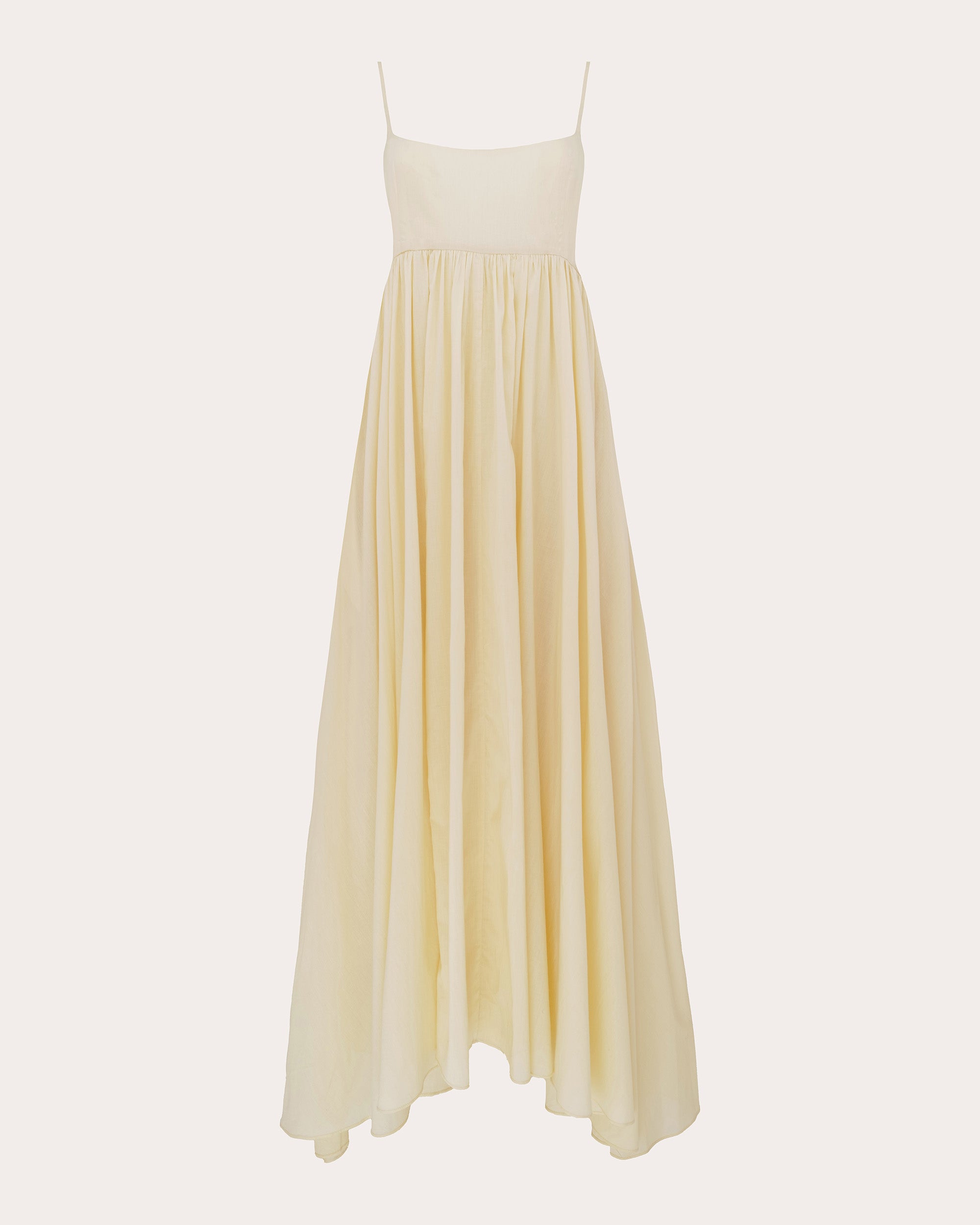 Rachel Cotton Voile Gathered Midi Dress XS / Neutral