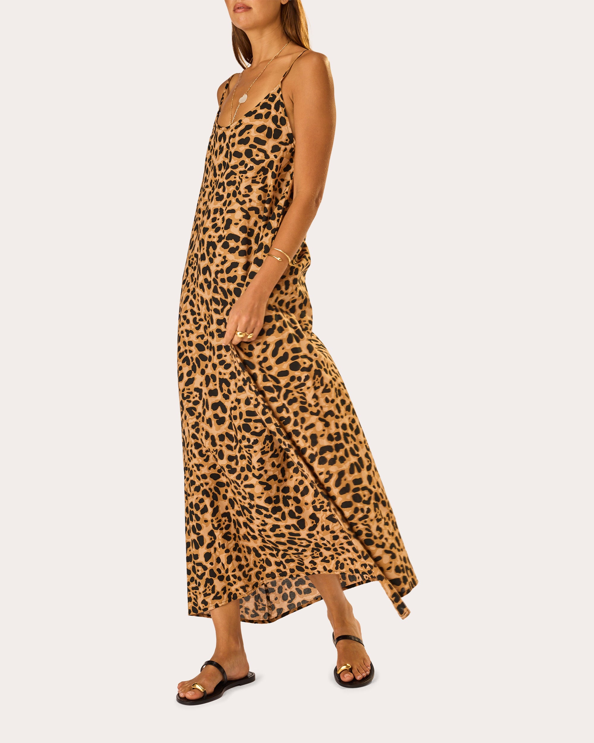Heather Leopard Cotton Maxi Slip Dress