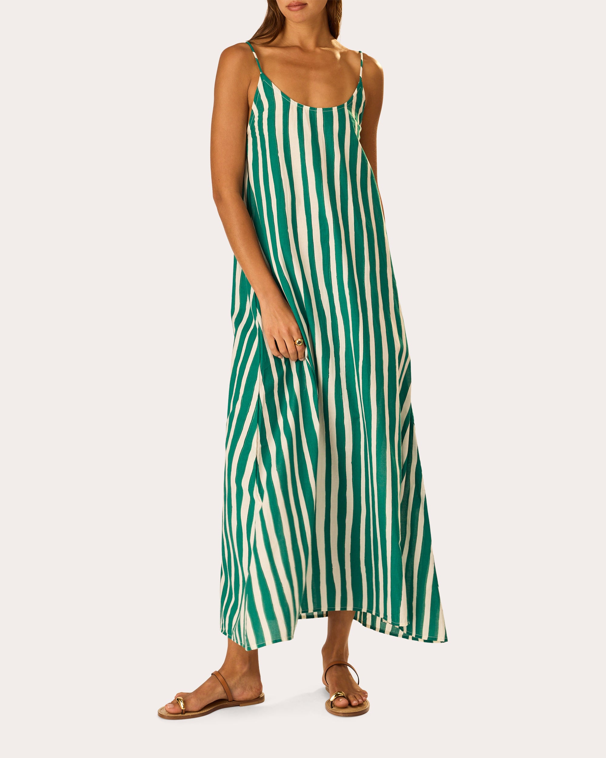 Natalie Martin Heather Stripe Cotton Maxi Slip Dress