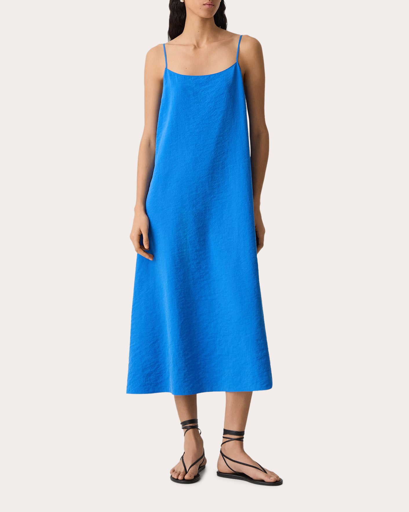 blue satin slip dress midi Blue Satin Slip Dress - Strapless Midi Dress - Cowl Back Dress