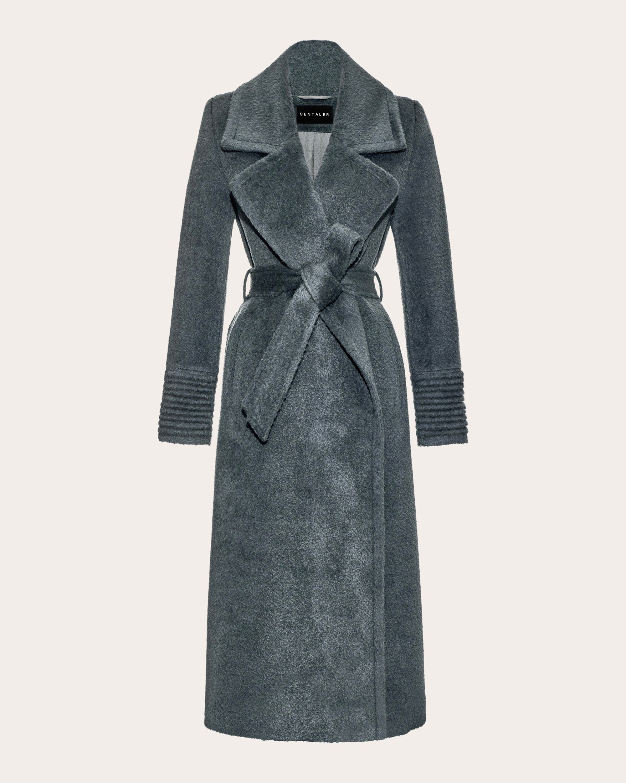 Bouclé Alpaca Notched Collar Maxi Wrap Coat | Olivela