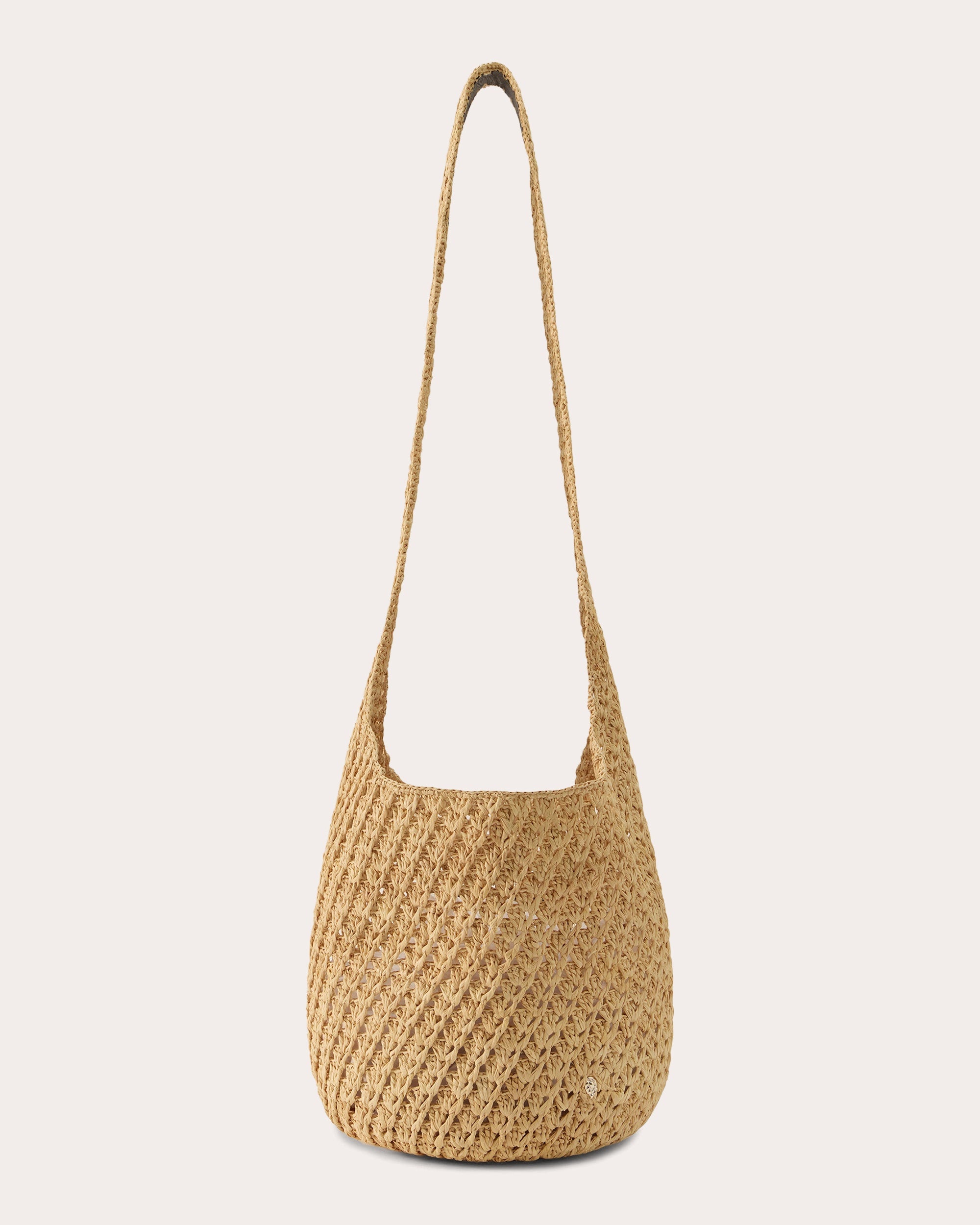 Lani Crocheted Raffia Small Drawstring Sac Bag | Olivela