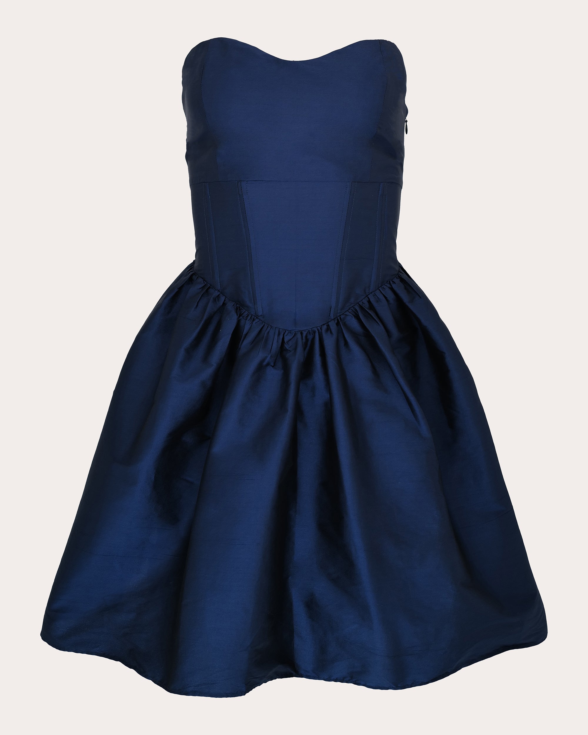 Azeeza Naina Gathered Taffeta Strapless Mini Dress in Blue Size Xs | Polyester Azeeza Naina Gathered Taffeta Strapless Mini Dress in Blue Size Xs | Polyester