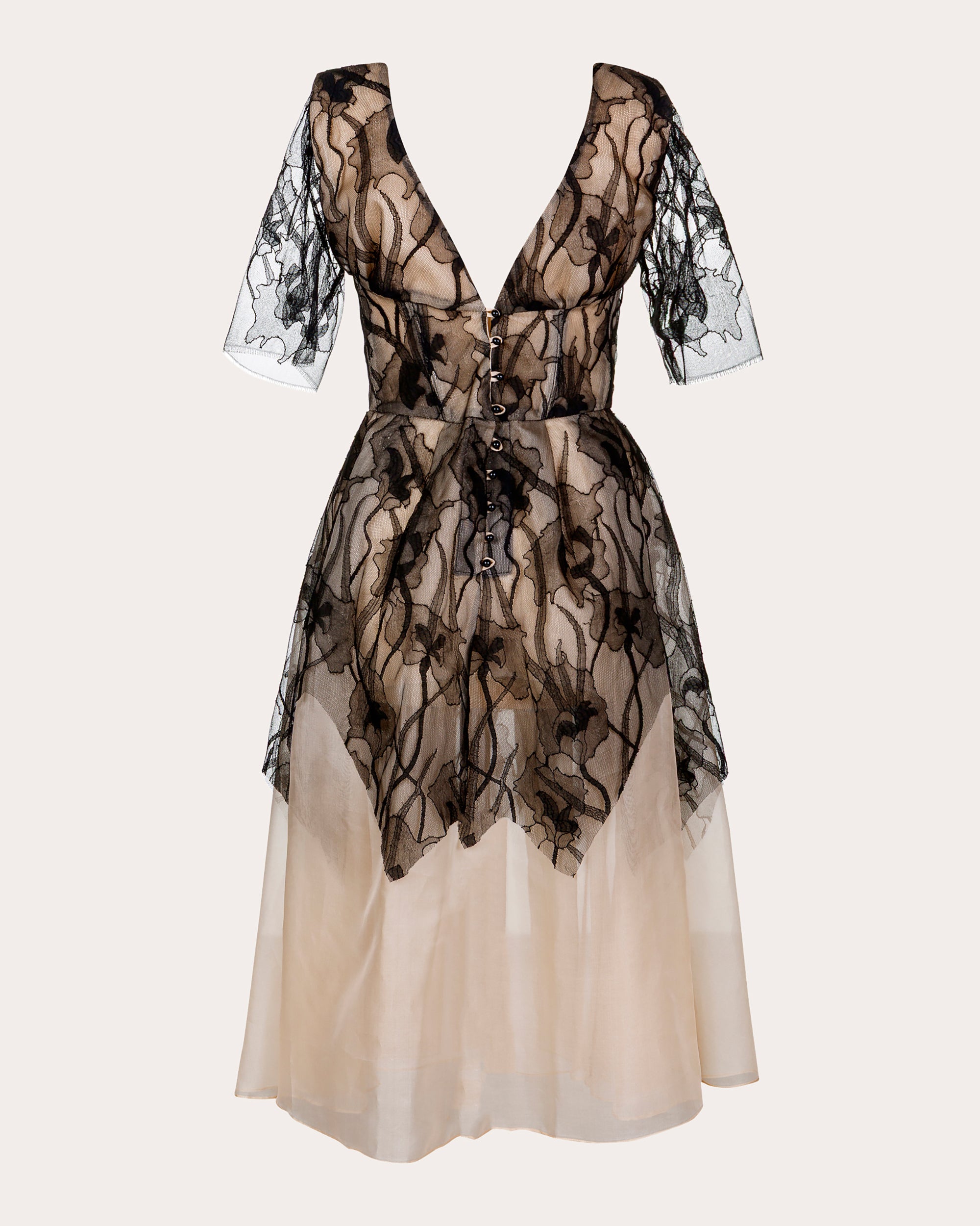 sheer corset midi dress CEM NUDE SHEER CORSET STRAP MESH FLOOR LENGTH GOWN
