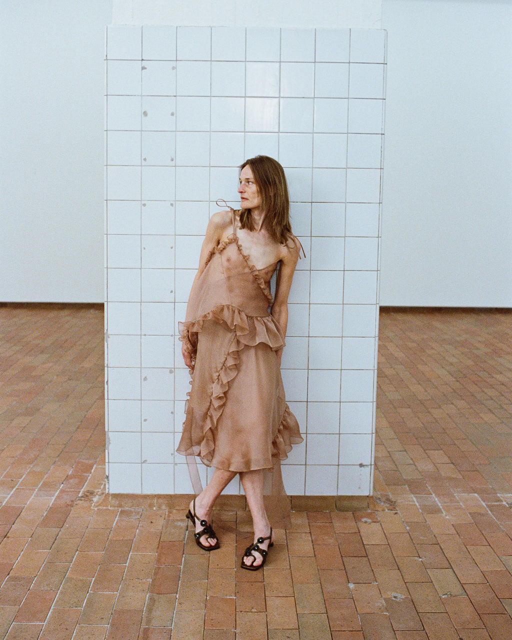 Alessandra Sheer Silk Organza Ruffled Peplum Top