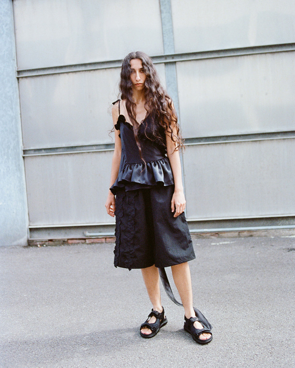 Angel Floral Appliqué Recycled Taffeta Longline Shorts