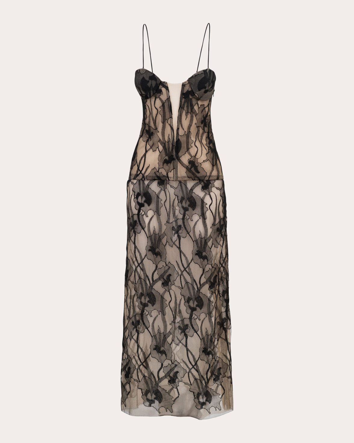 Melanie Floral Lace Bustier Maxi Dress