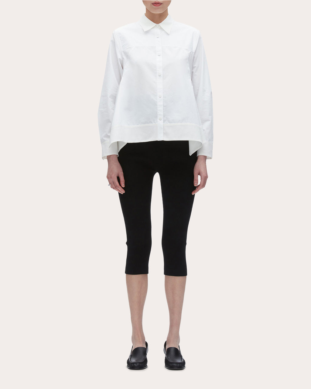 Techno Poplin Flounce-Hem Shirt