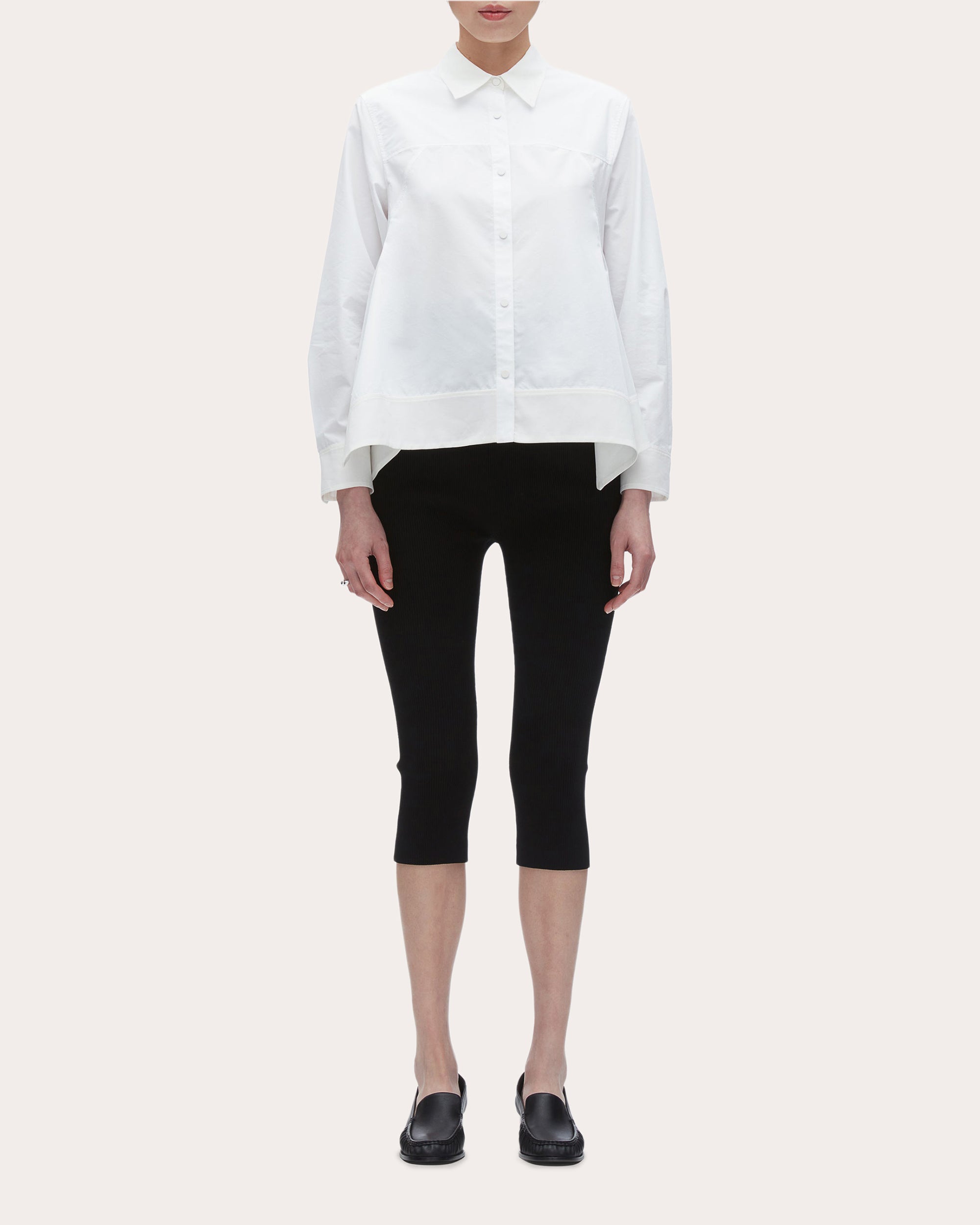 Techno Poplin Flounce-Hem Shirt