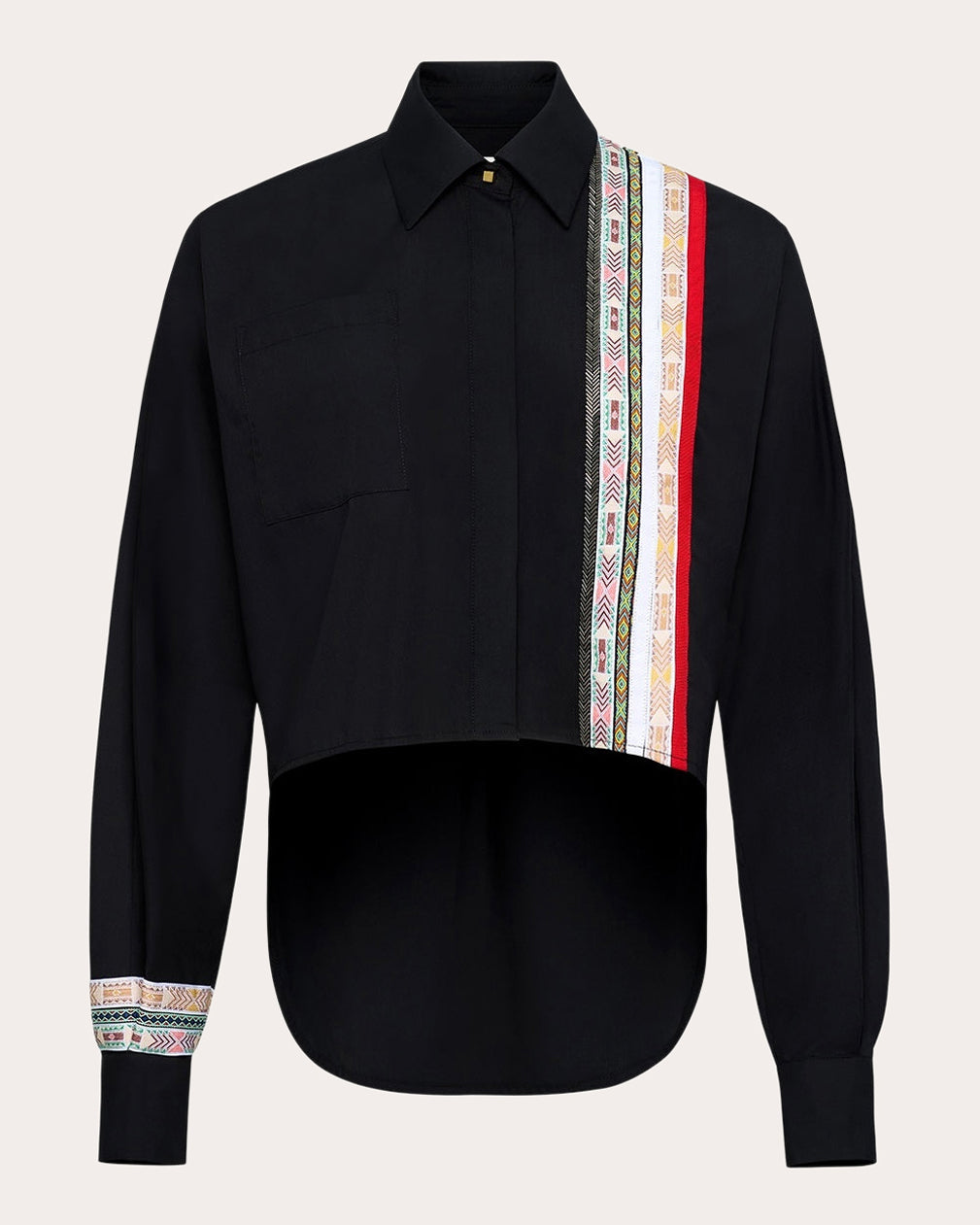 Ted Grosgrain Poplin High-Low Shirt