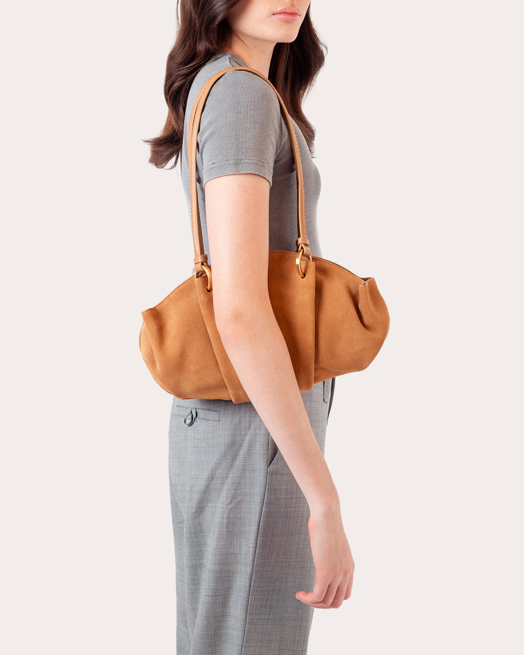 07:07PM Suede Baguette Bag