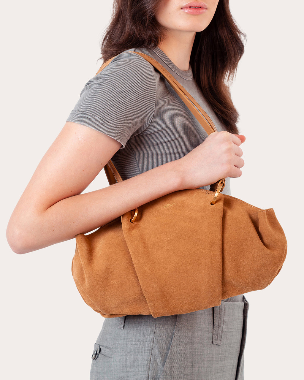 07:07PM Suede Baguette Bag