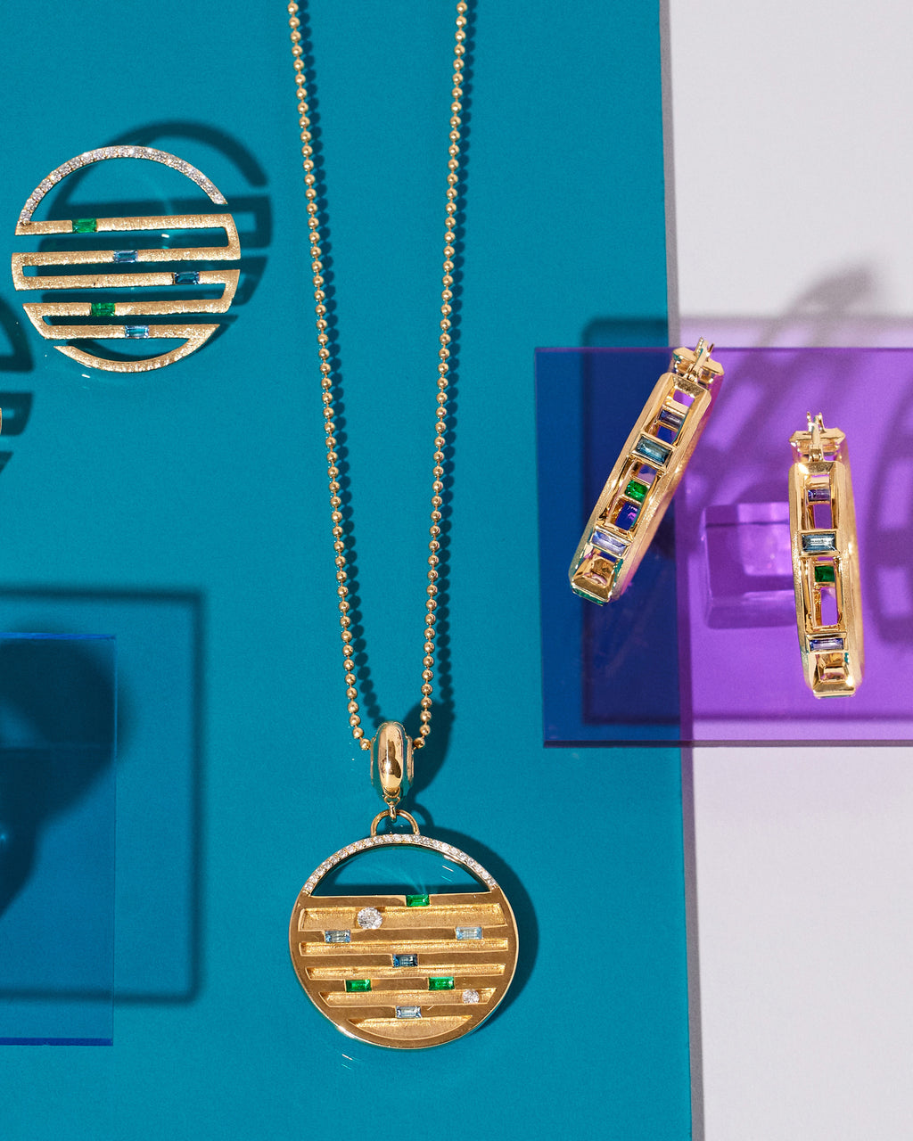 Solara Stardust 18K Gold Multi-Stone Pendant Necklace