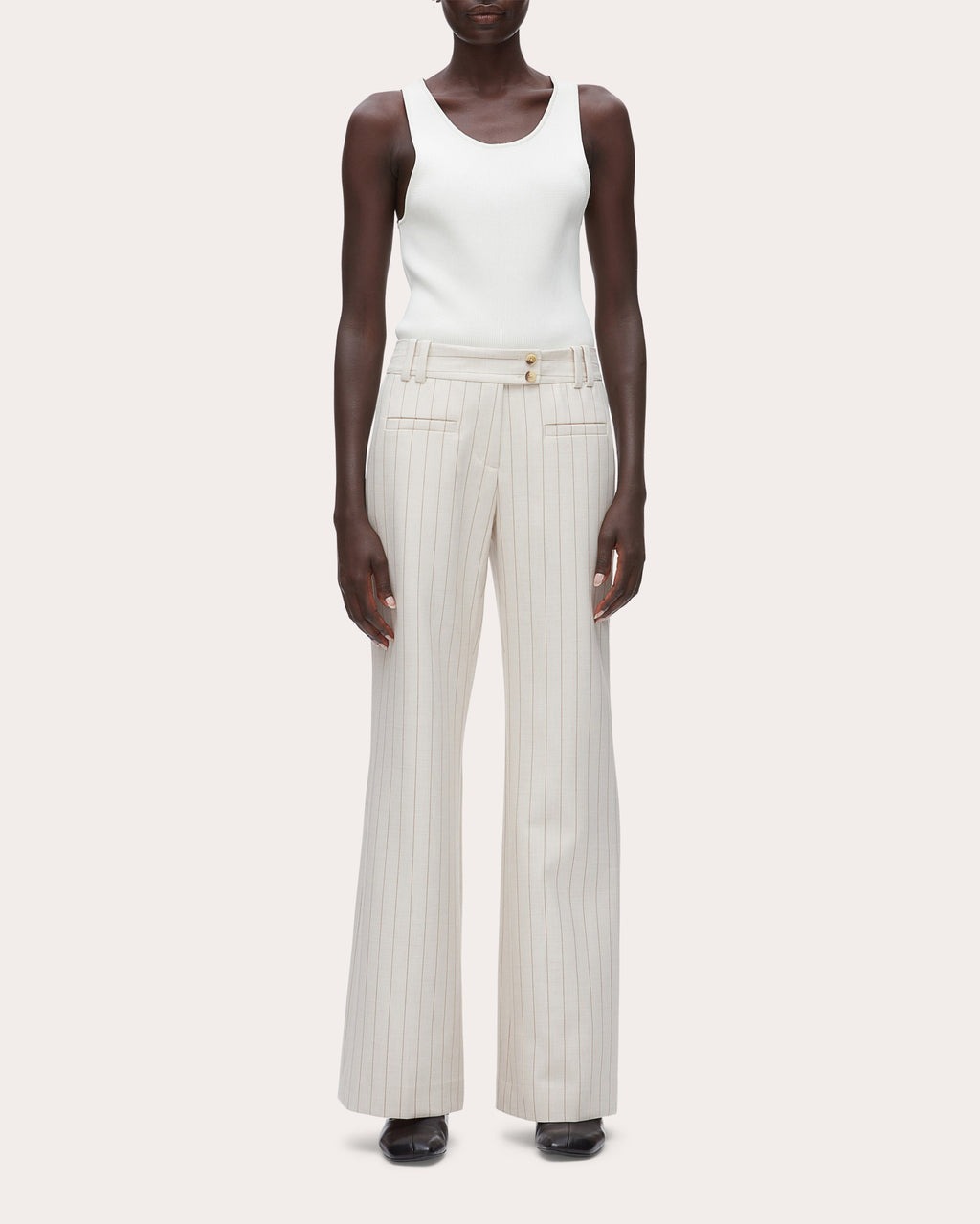 Pinstripe Straight-Leg Flare Trousers