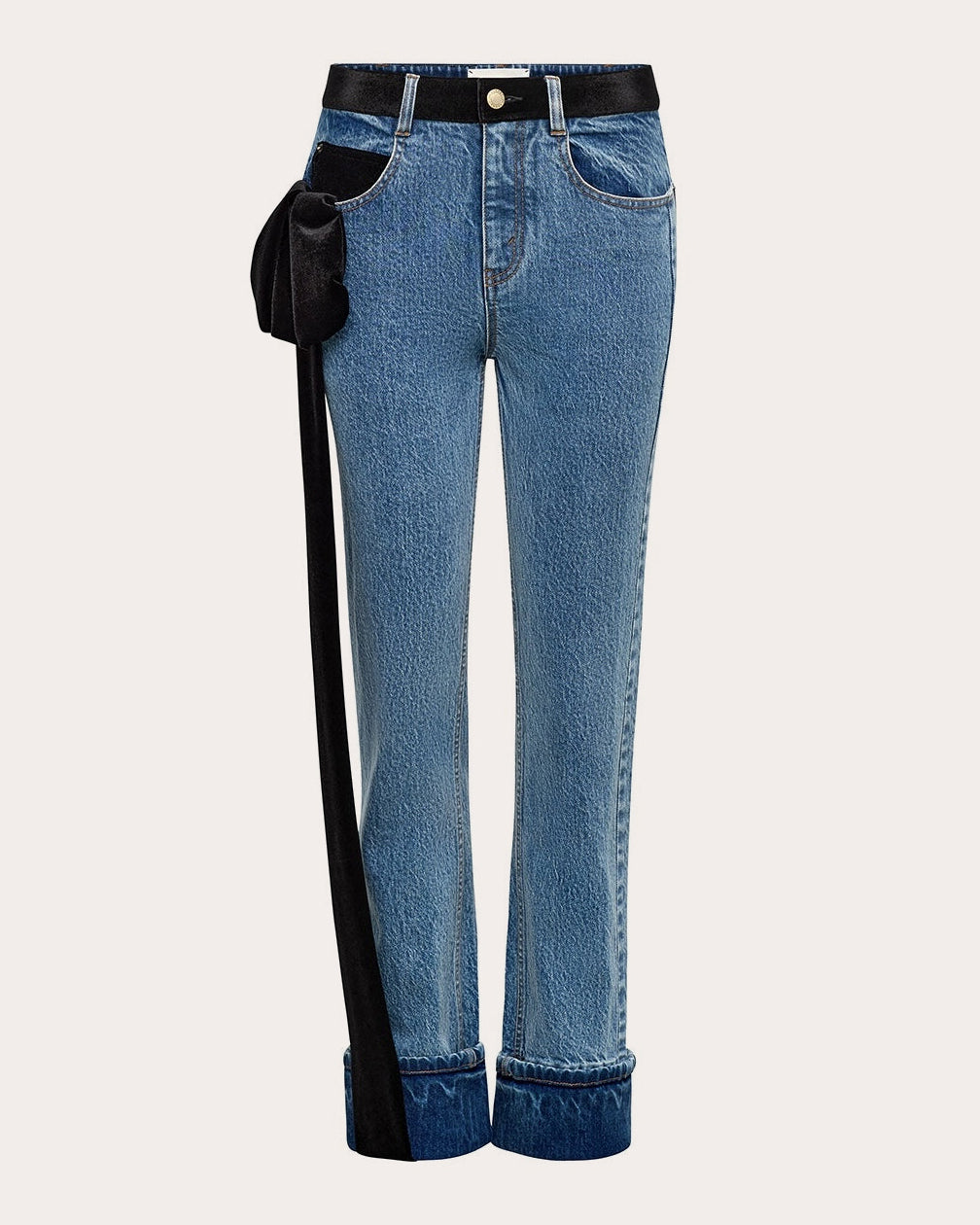 Rin Velvet Bustle Slim Cuffed Jeans