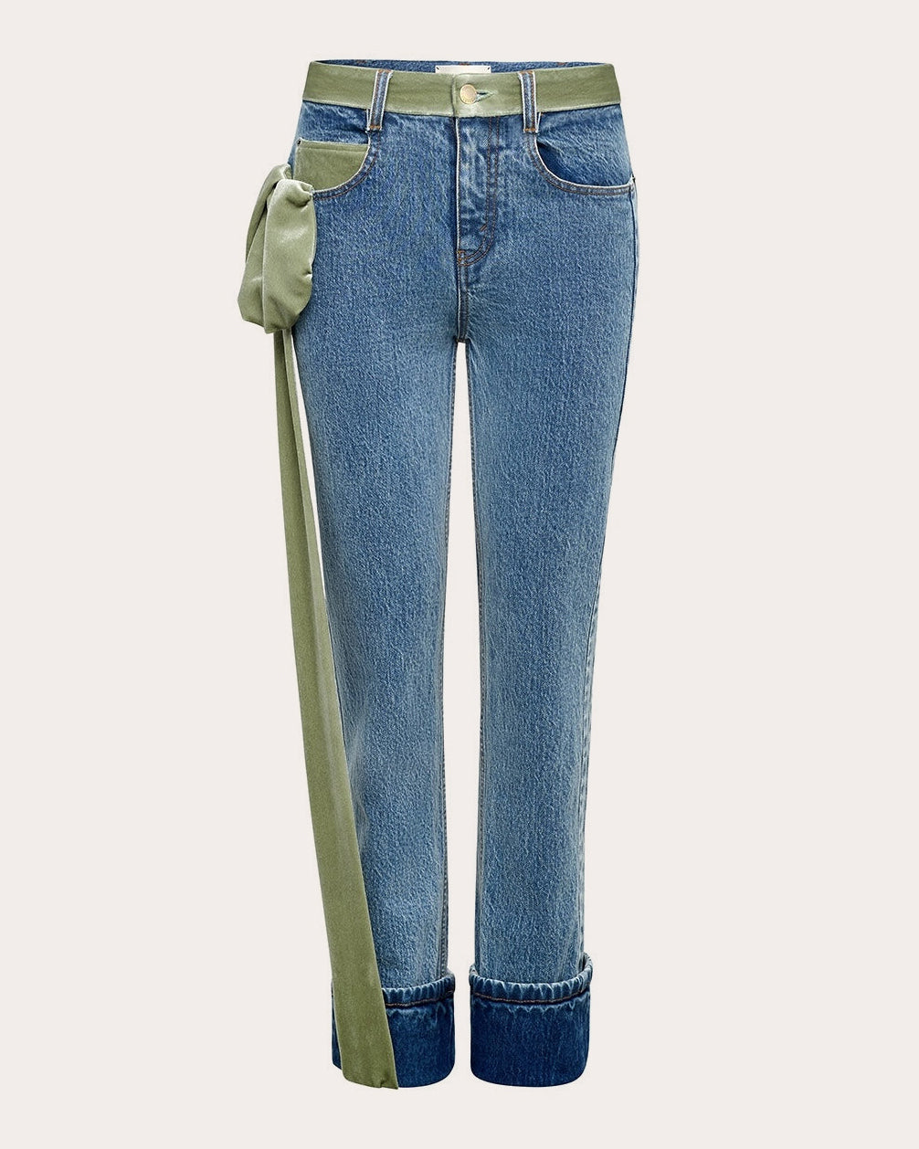 Rin Velvet Bustle Slim Cuffed Jeans