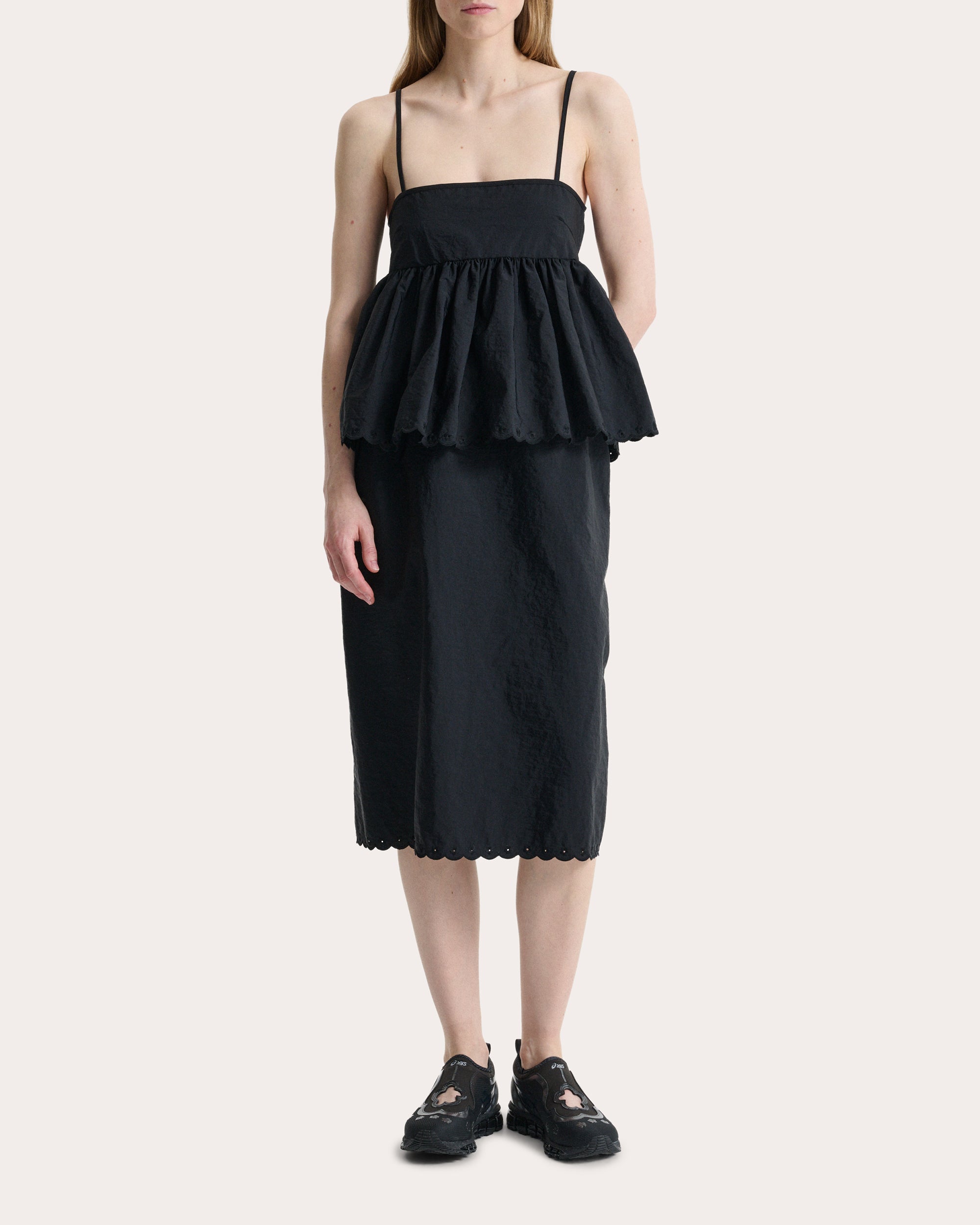 トップス louren taffeta peplum camisole black Selena Embroidered Taffeta Peplum Tank Top | Olivela