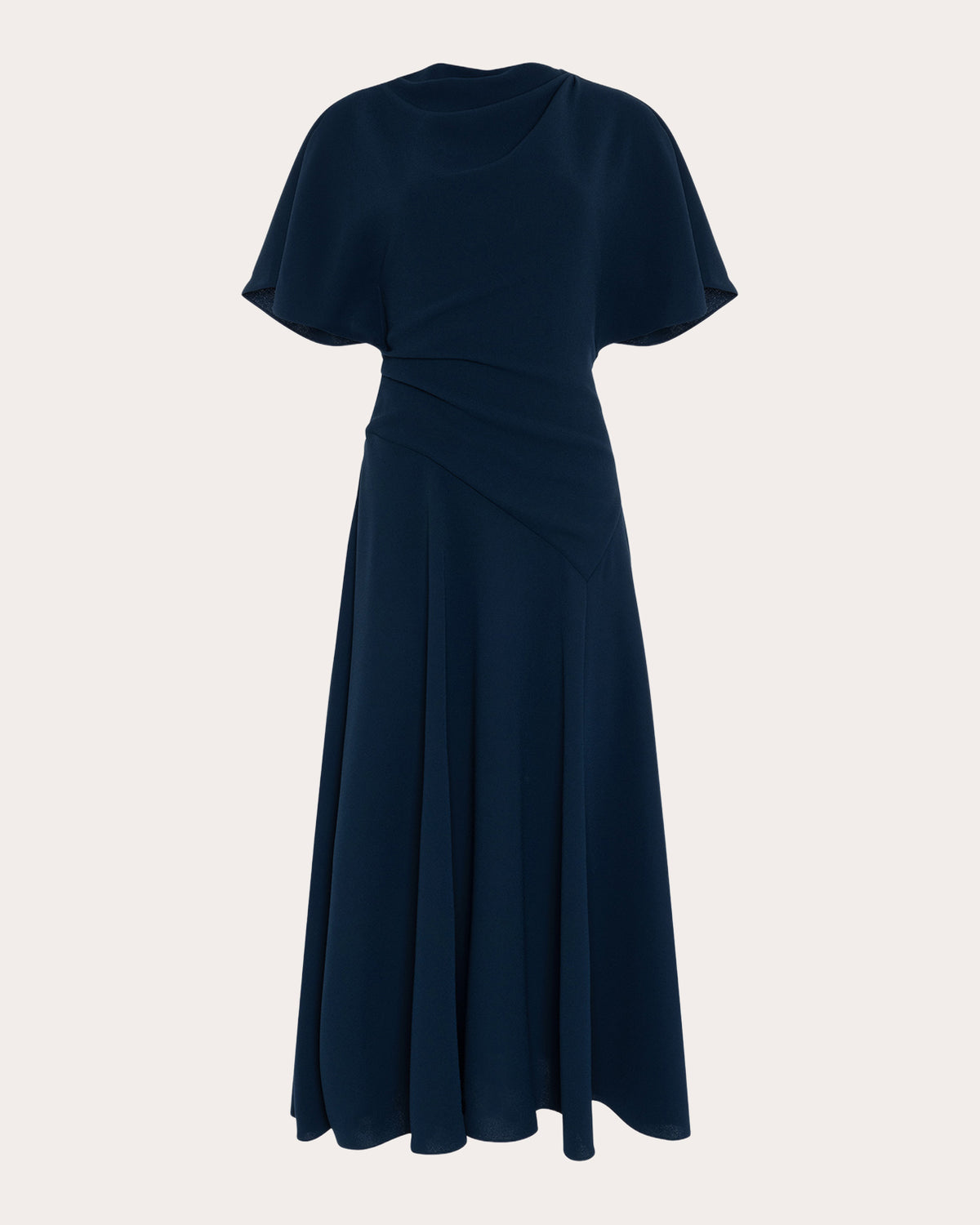 Etta Crepe Gathered Drape Midi Dress