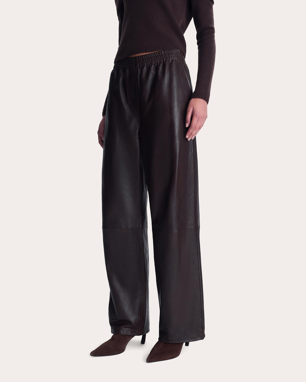 Corrine Leather Straight-Leg Pants