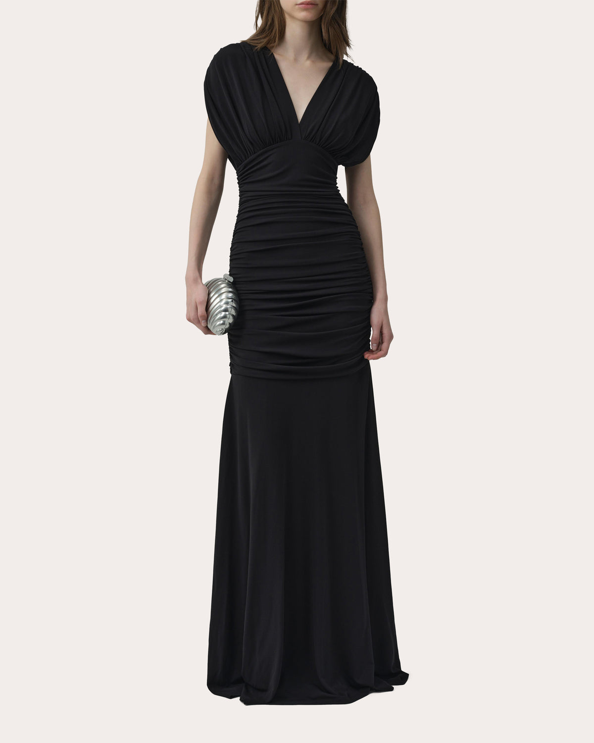 Norvelle Ruched Jersey Empire Gown