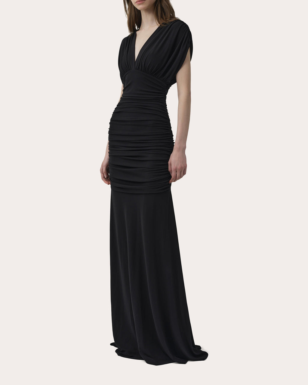 Norvelle Ruched Jersey Empire Gown