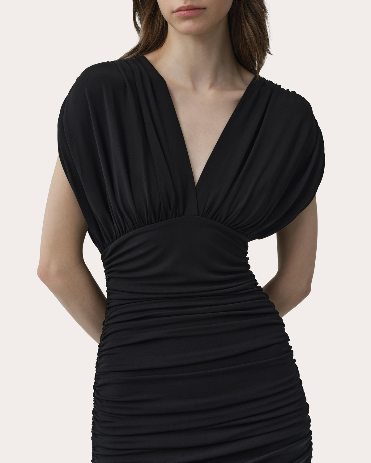 Norvelle Ruched Jersey Empire Gown