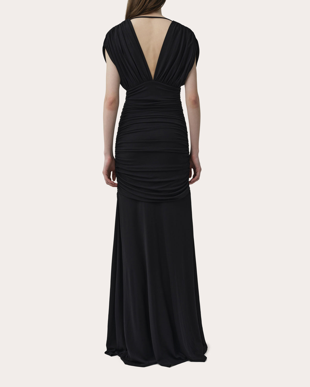 Norvelle Ruched Jersey Empire Gown