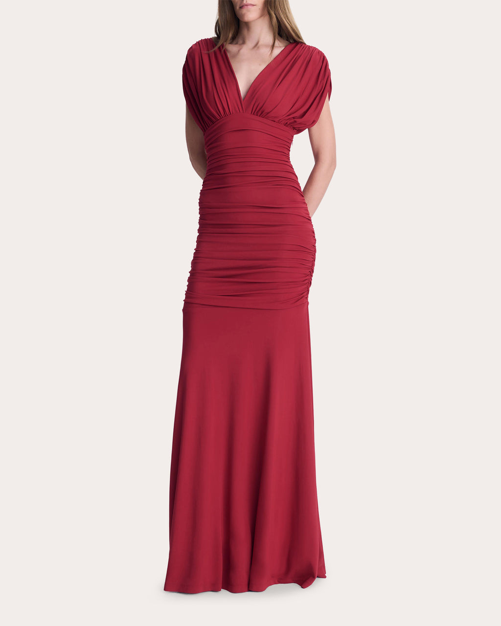 Norvelle Ruched Jersey Empire Gown