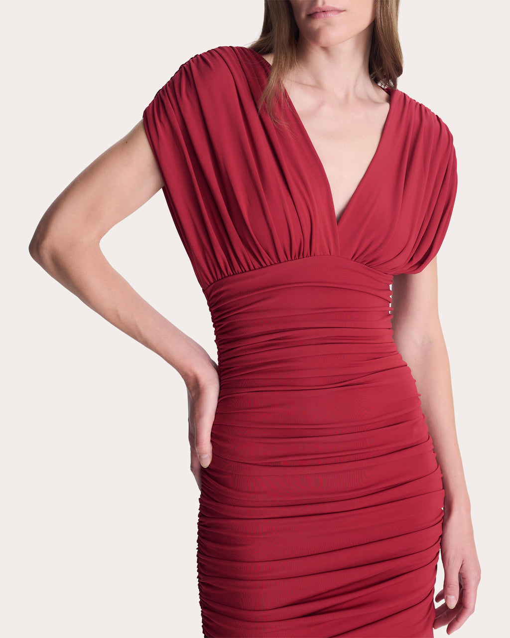 Norvelle Ruched Jersey Empire Gown